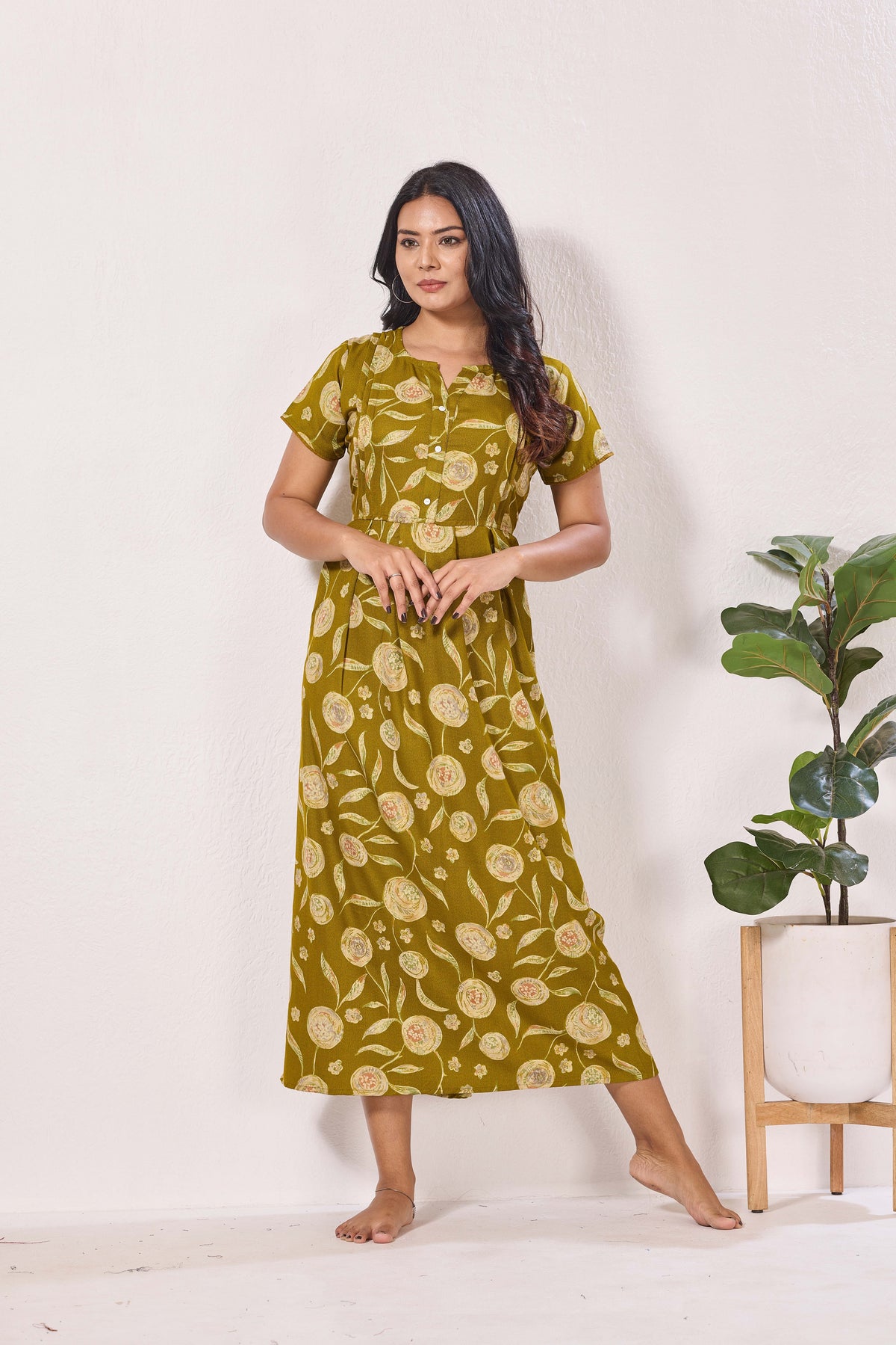 Alpine KURTHI Style Nighties| FancySleeve | Zipless Model | Stylish V-Cut neck | Updated Collection's for Stylish Women AK (H/S)