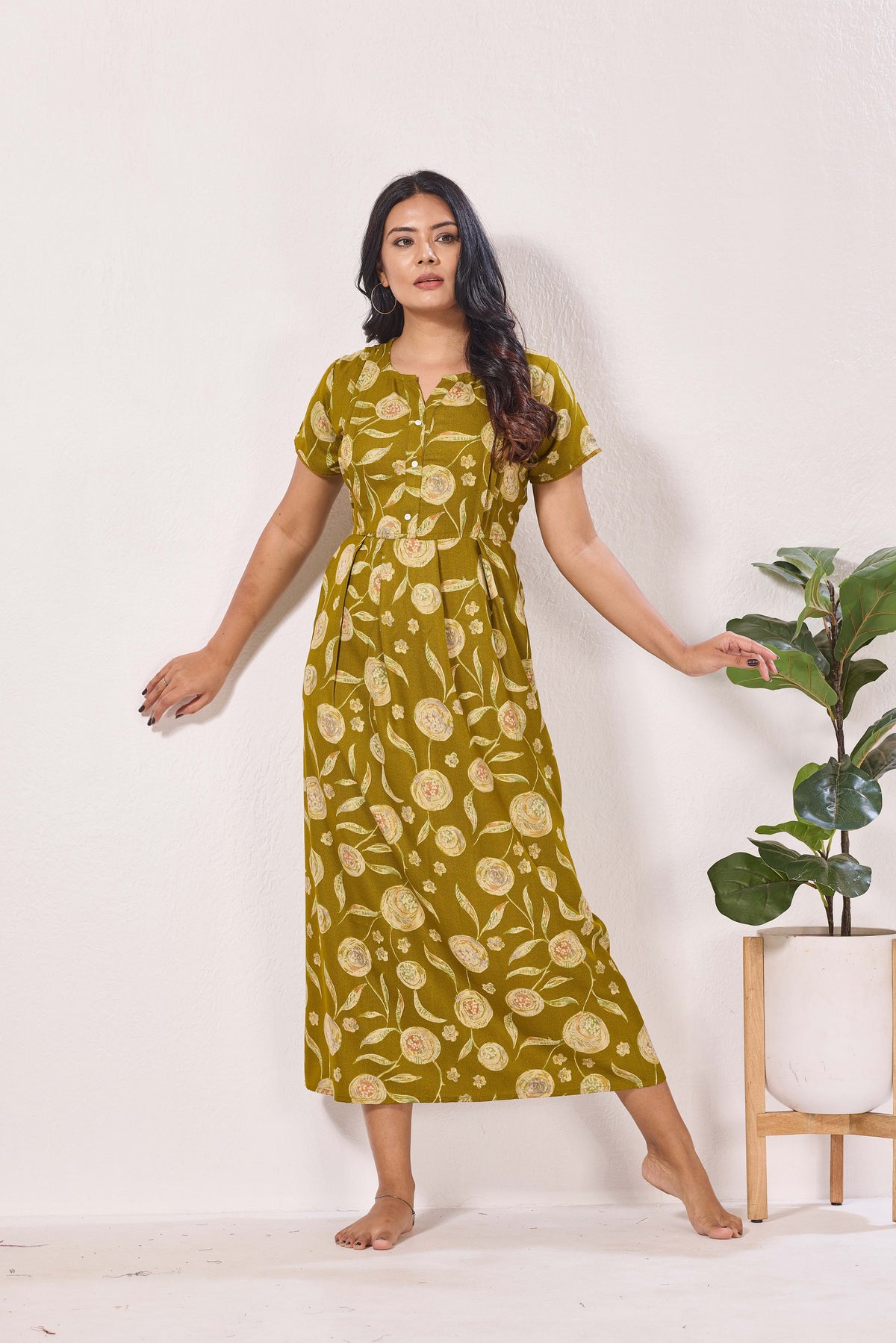 Alpine KURTHI Style Nighties| FancySleeve | Zipless Model | Stylish V-Cut neck | Updated Collection's for Stylish Women AK (H/S)