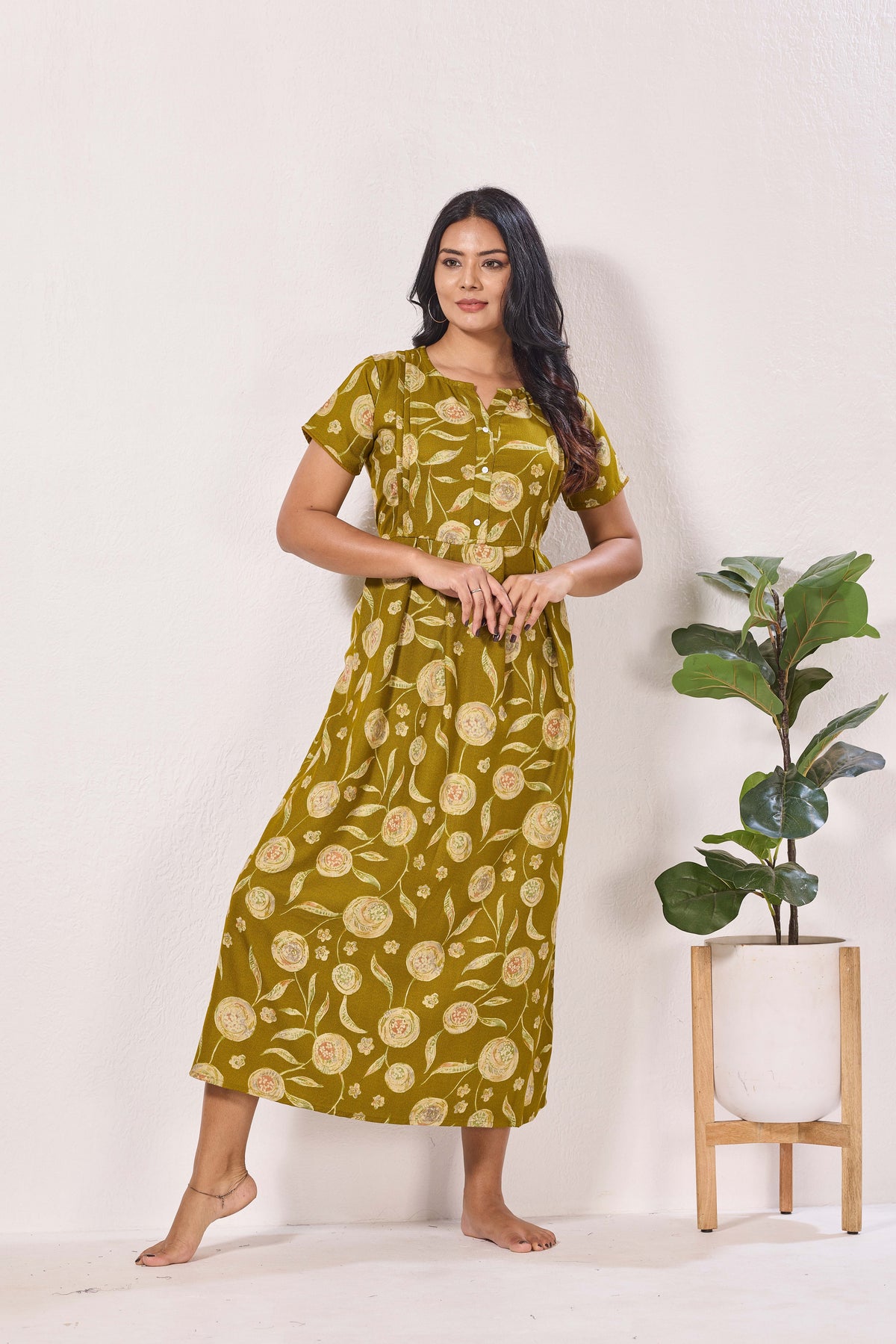 Alpine KURTHI Style Nighties| FancySleeve | Zipless Model | Stylish V-Cut neck | Updated Collection's for Stylish Women AK (H/S)