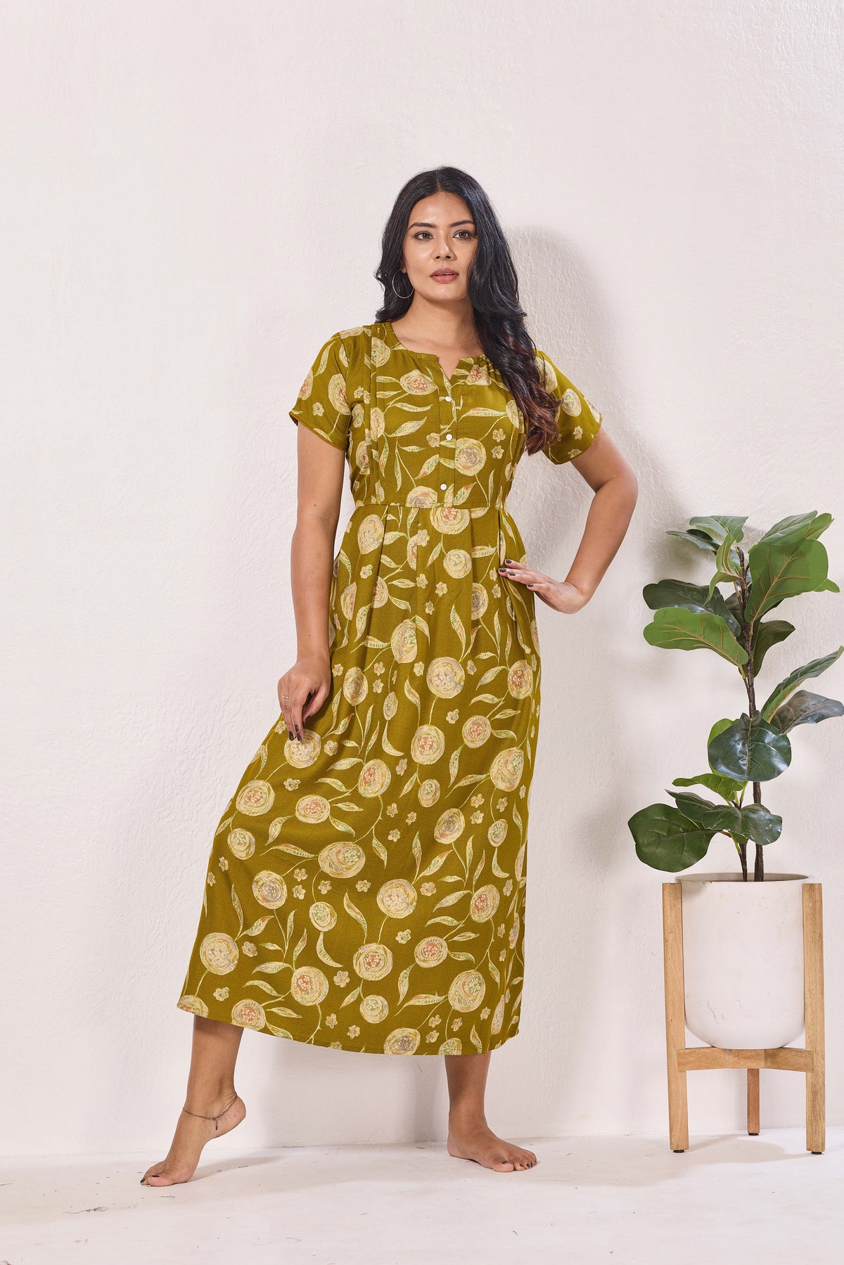 Alpine KURTHI Style Nighties| FancySleeve | Zipless Model | Stylish V-Cut neck | Updated Collection's for Stylish Women AK (H/S)