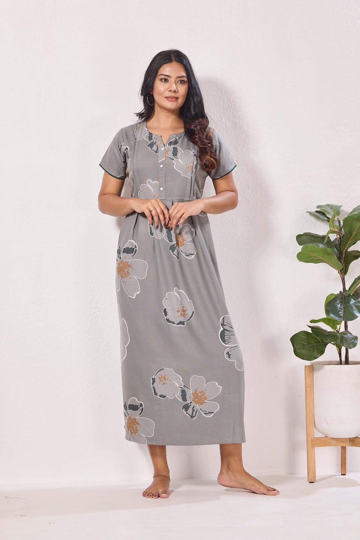 Alpine KURTHI Style Nighties| FancySleeve | Zipless Model | Stylish V-Cut neck | Updated Collection's for Stylish Women AK (H/S)