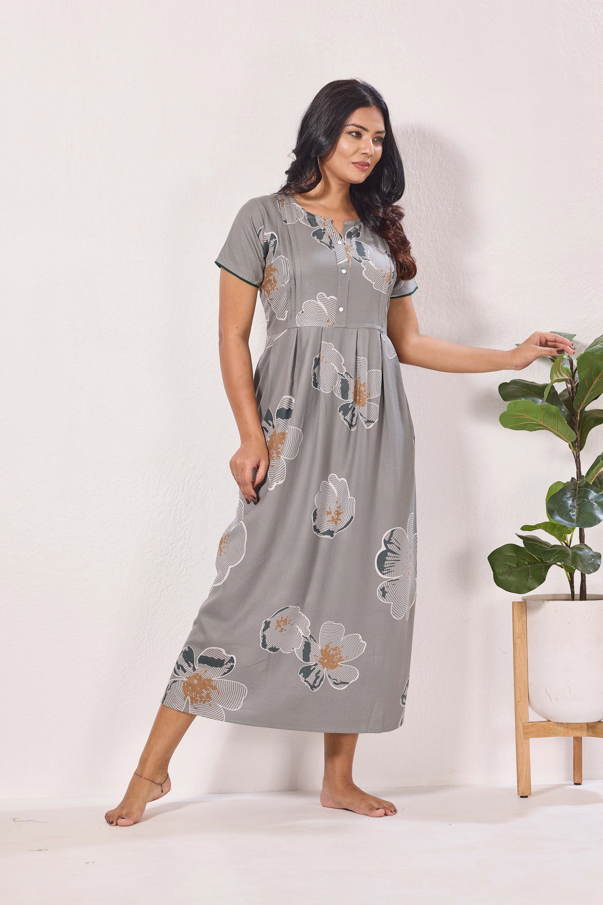 Alpine KURTHI Style Nighties| FancySleeve | Zipless Model | Stylish V-Cut neck | Updated Collection's for Stylish Women AK (H/S)