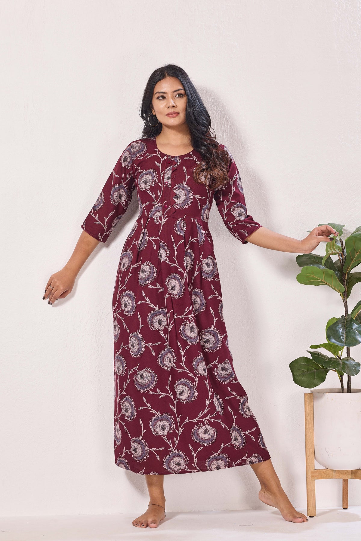 Alpine KURTI Style | Beautiful Stylish KURTI Model | Long 3/4 Sleeve & Side Pocket | Fresh Collection's for Stylish Women's (AK-3/4)