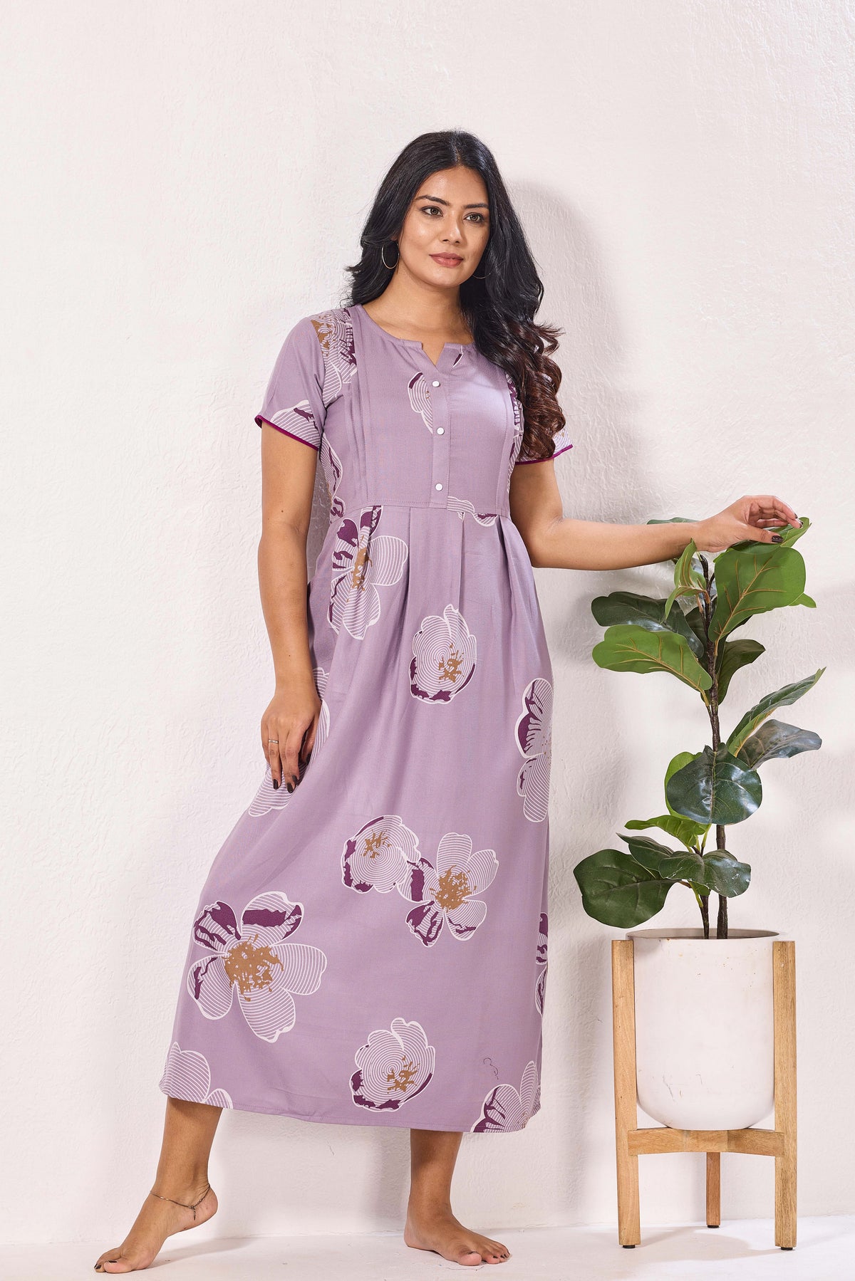 Alpine KURTHI Style Nighties| FancySleeve | Zipless Model | Stylish V-Cut neck | Updated Collection's for Stylish Women AK (H/S)