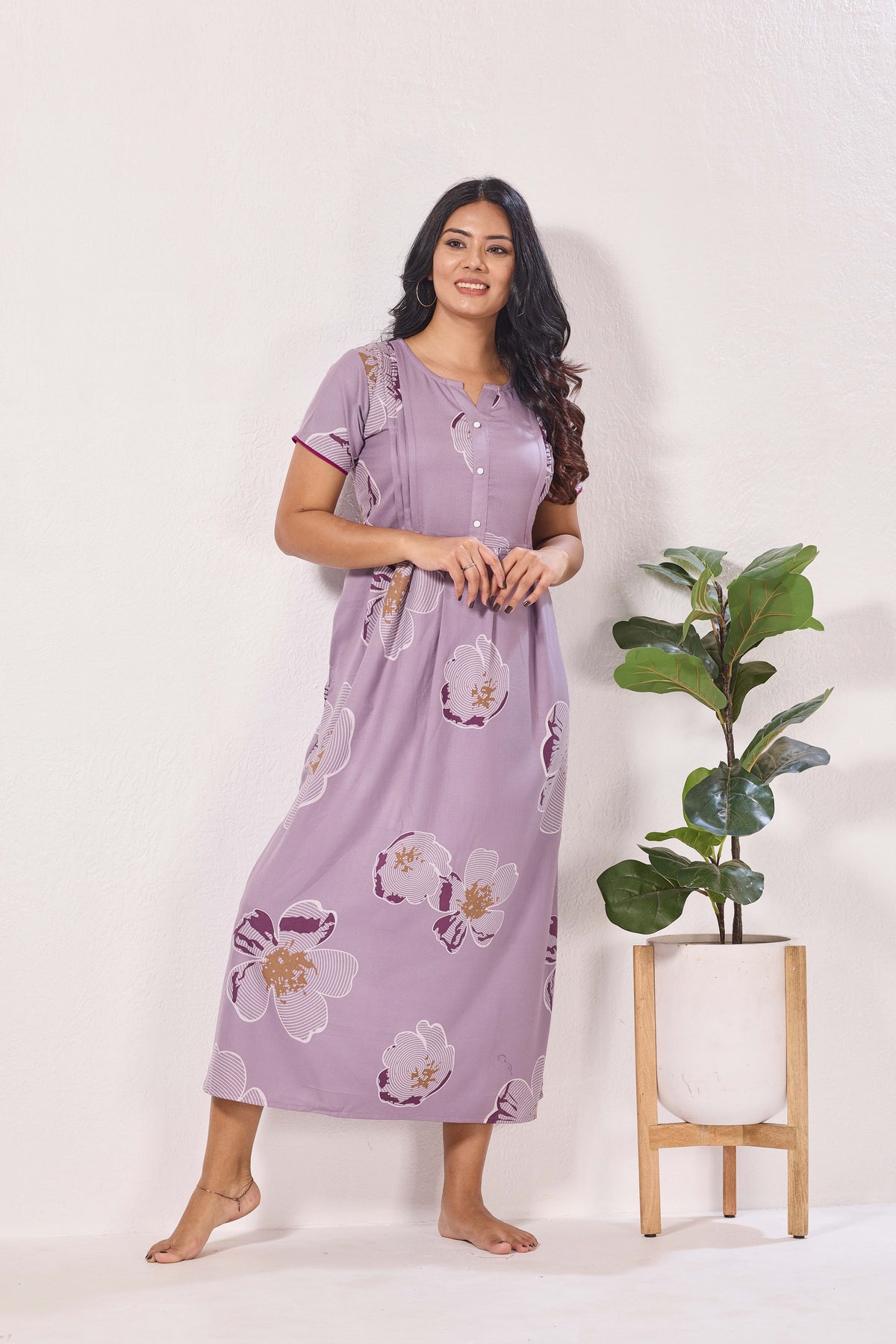 Alpine KURTHI Style Nighties| FancySleeve | Zipless Model | Stylish V-Cut neck | Updated Collection's for Stylish Women AK (H/S)