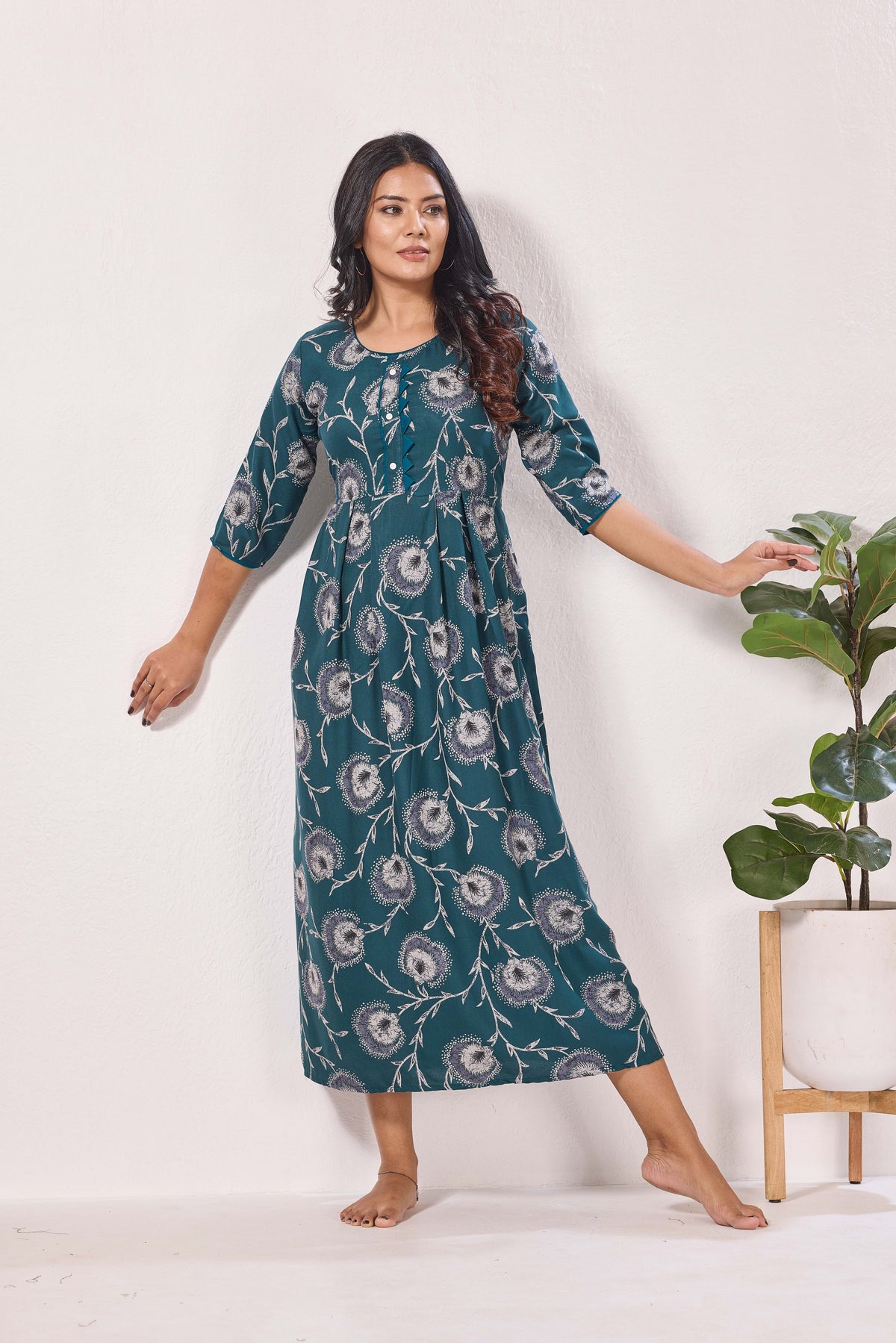 Alpine KURTI Style | Beautiful Stylish KURTI Model | Long 3/4 Sleeve & Side Pocket | Fresh Collection's for Stylish Women's (AK-3/4)