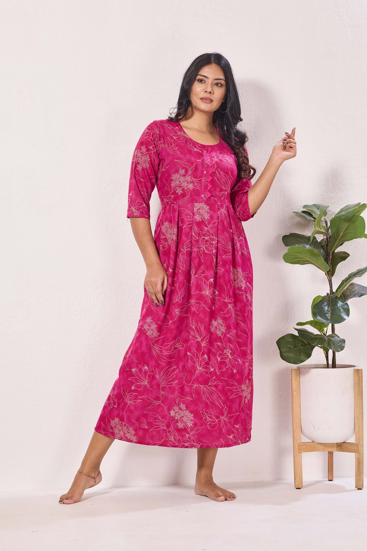 Alpine KURTI Style | Beautiful Stylish KURTI Model | Long 3/4 Sleeve & Side Pocket | Fresh Collection's for Stylish Women's (AK-3/4)