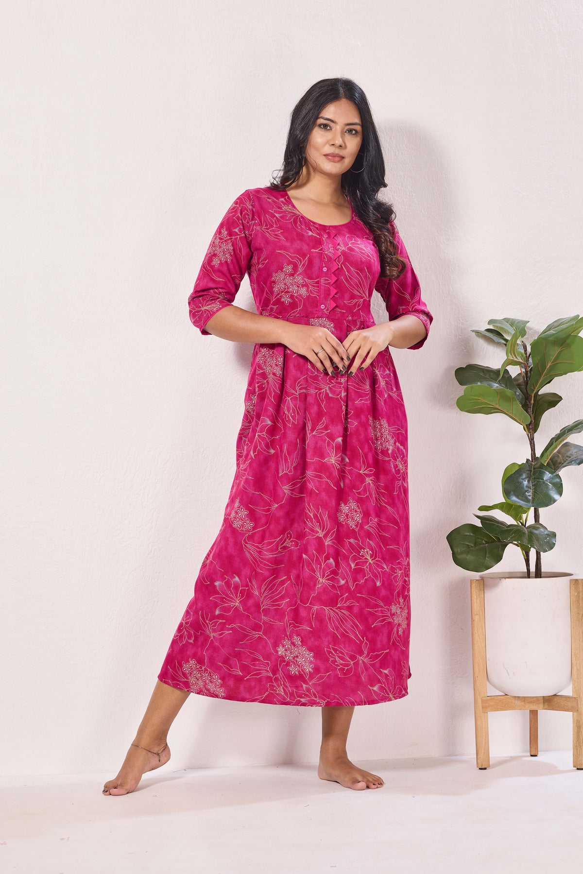 Alpine KURTI Style | Beautiful Stylish KURTI Model | Long 3/4 Sleeve & Side Pocket | Fresh Collection's for Stylish Women's (AK-3/4)
