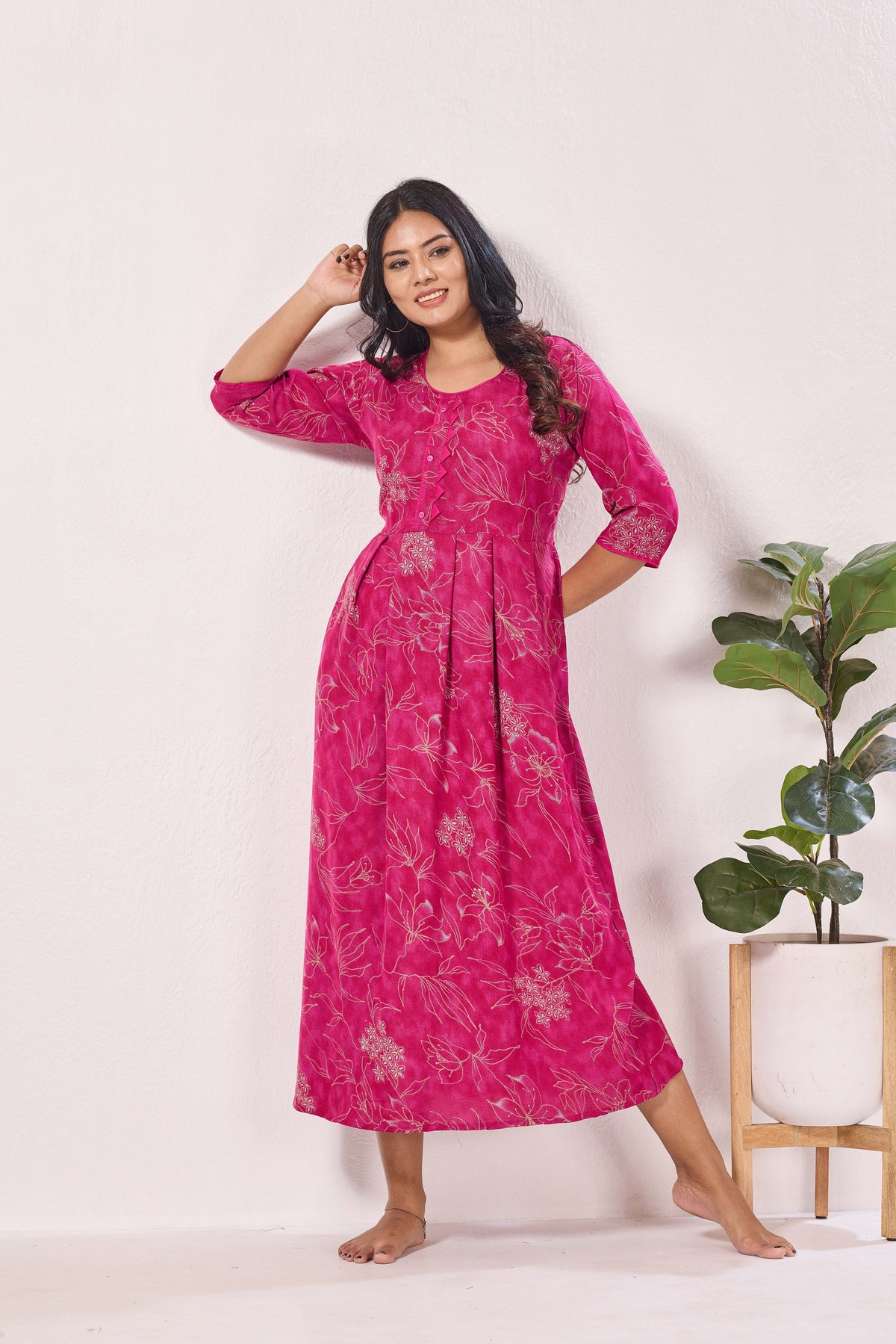 Alpine KURTI Style | Beautiful Stylish KURTI Model | Long 3/4 Sleeve & Side Pocket | Fresh Collection's for Stylish Women's (AK-3/4)