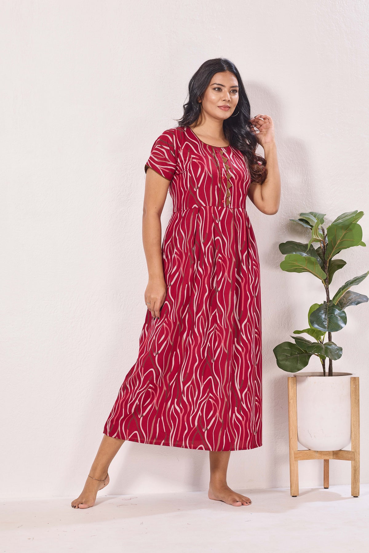Alpine KURTHI Style Nighties| Fancy Half Sleeve | Zipless Model | Stylish Round Neck | Updated Collection's for Stylish Women AK (H/S)