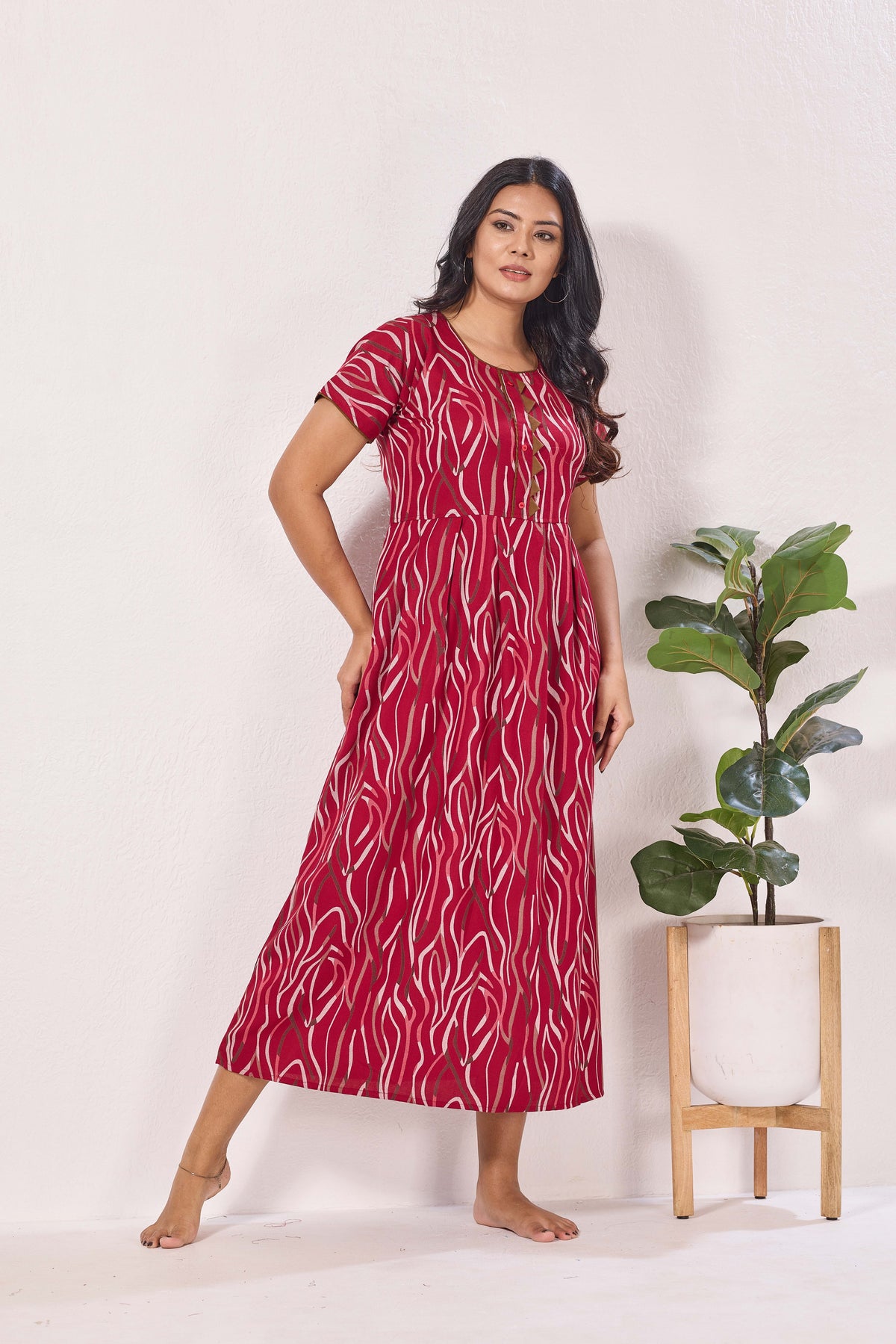 Alpine KURTHI Style Nighties| Fancy Half Sleeve | Zipless Model | Stylish Round Neck | Updated Collection's for Stylish Women AK (H/S)
