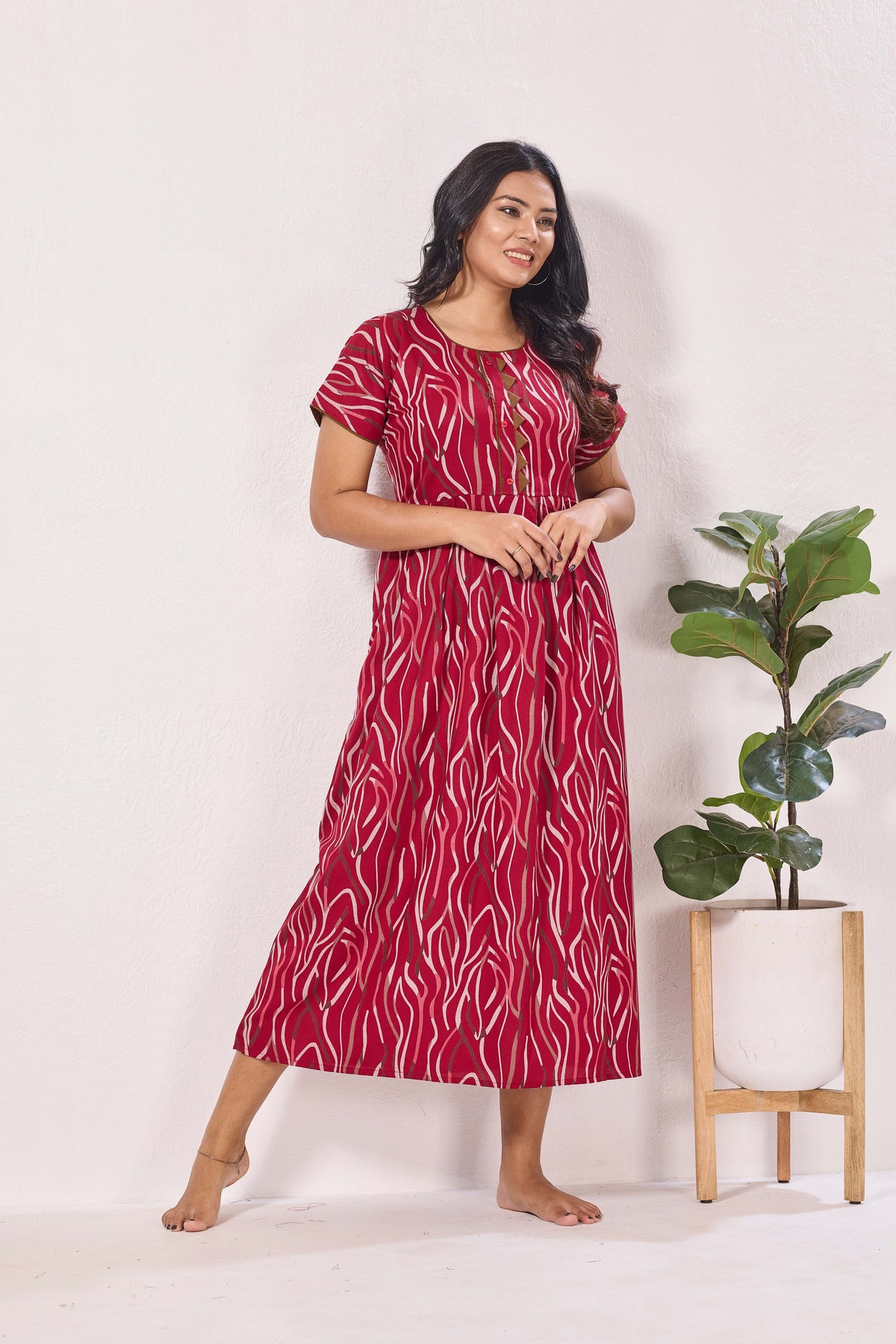 Alpine KURTHI Style Nighties| Fancy Half Sleeve | Zipless Model | Stylish Round Neck | Updated Collection's for Stylish Women AK (H/S)