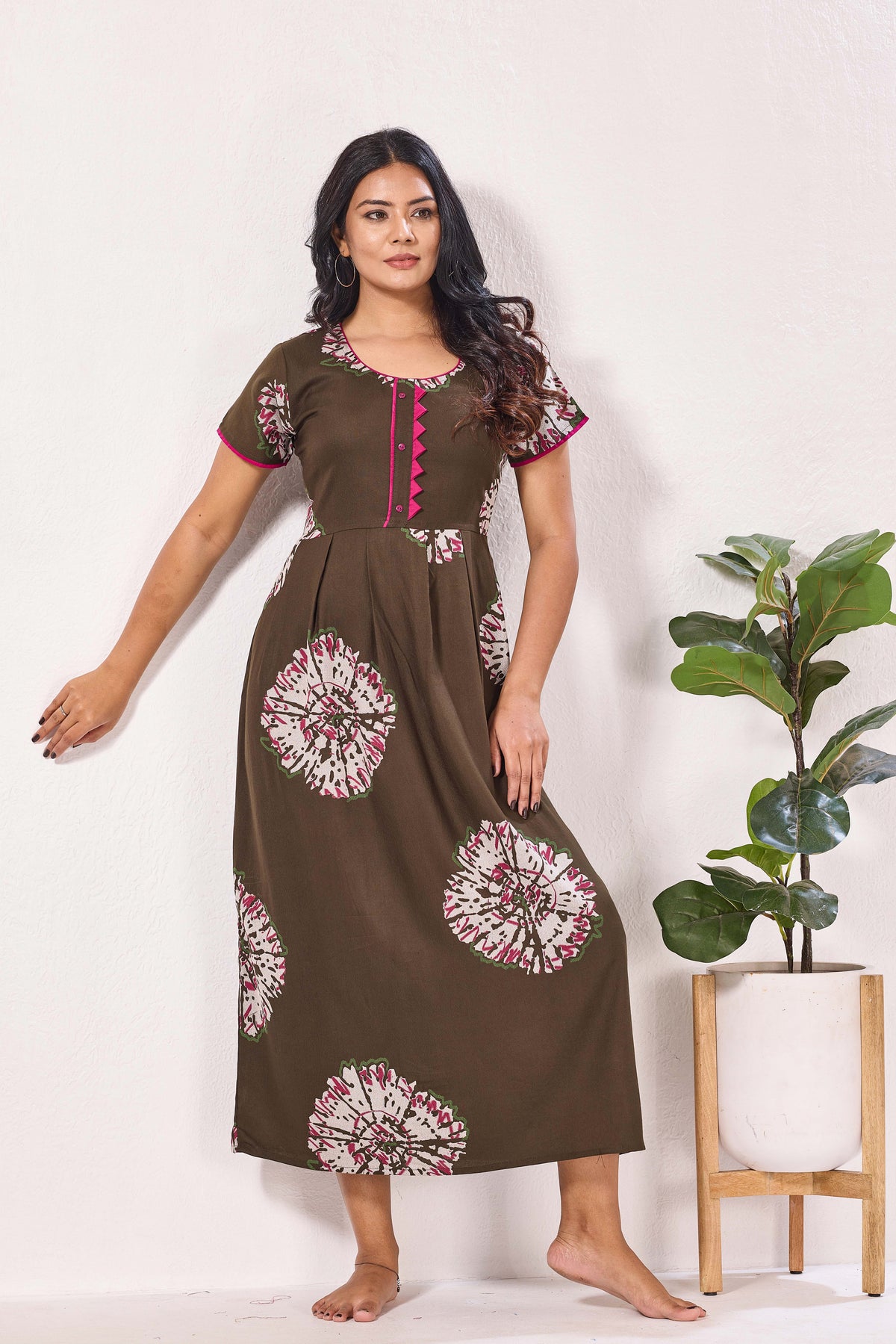 Alpine KURTHI Style Nighties| Fancy Half Sleeve | Zipless Model | Stylish Round Neck | Updated Collection's for Stylish Women AK (H/S)