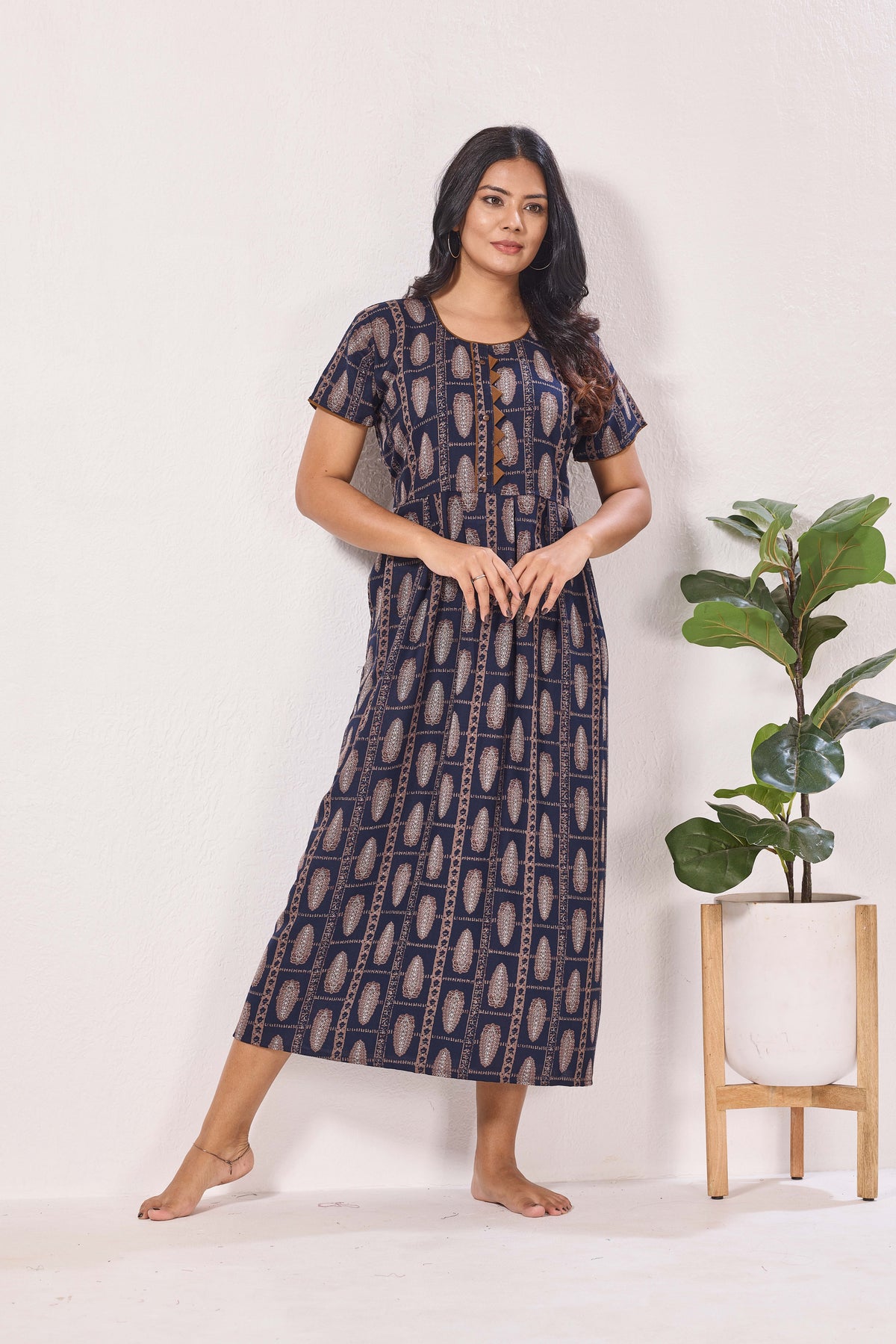 Alpine KURTHI Style Nighties| Fancy Half Sleeve | Zipless Model | Stylish Round Neck | Updated Collection's for Stylish Women AK (H/S)