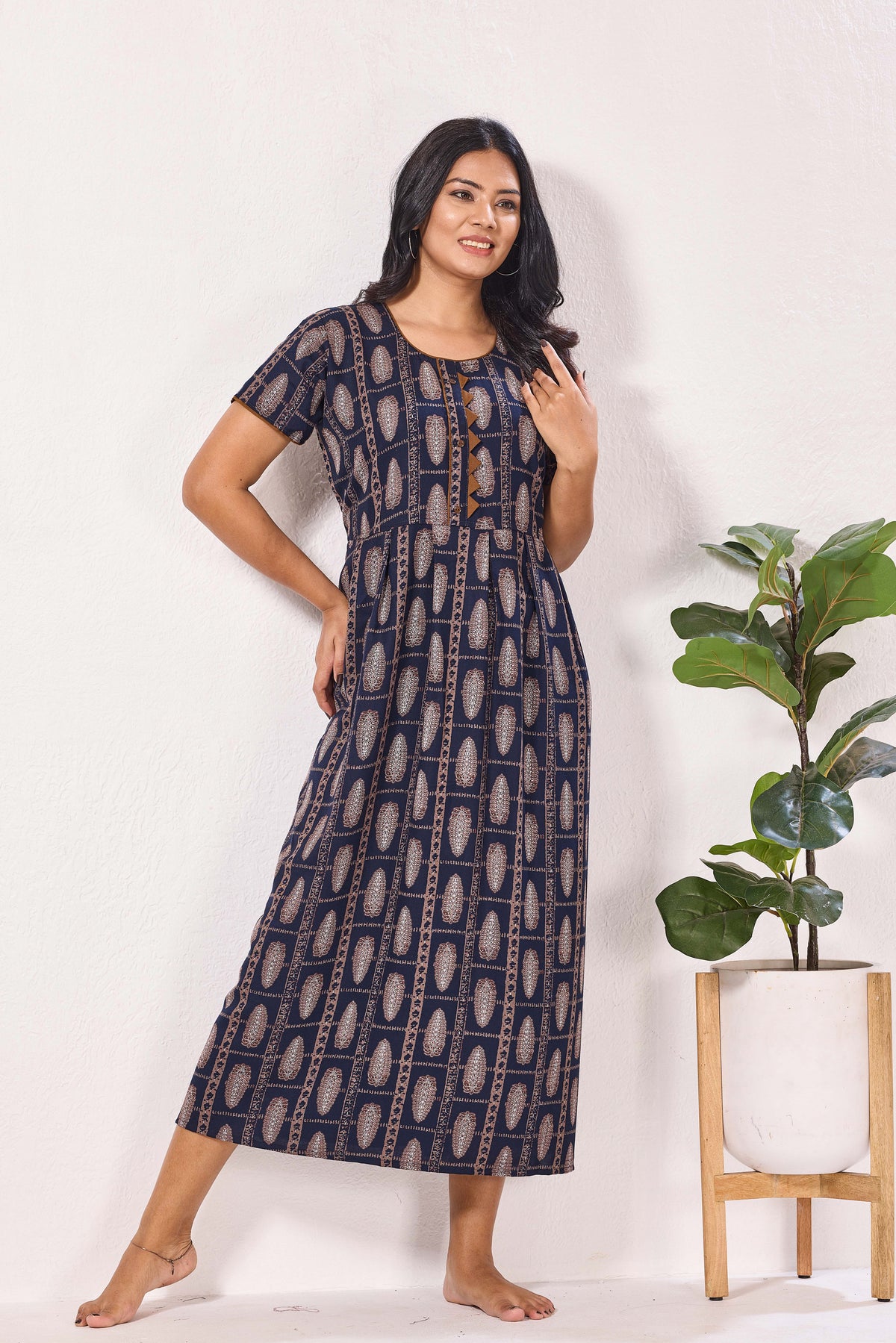 Alpine KURTHI Style Nighties| Fancy Half Sleeve | Zipless Model | Stylish Round Neck | Updated Collection's for Stylish Women AK (H/S)