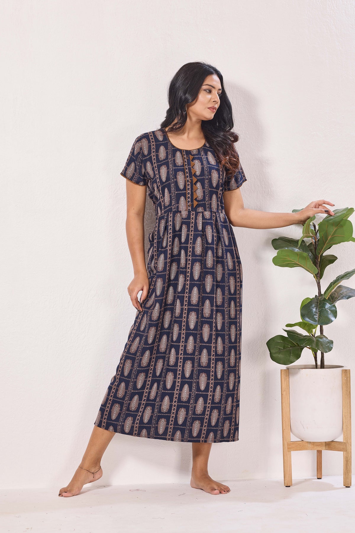 Alpine KURTHI Style Nighties| Fancy Half Sleeve | Zipless Model | Stylish Round Neck | Updated Collection's for Stylish Women AK (H/S)