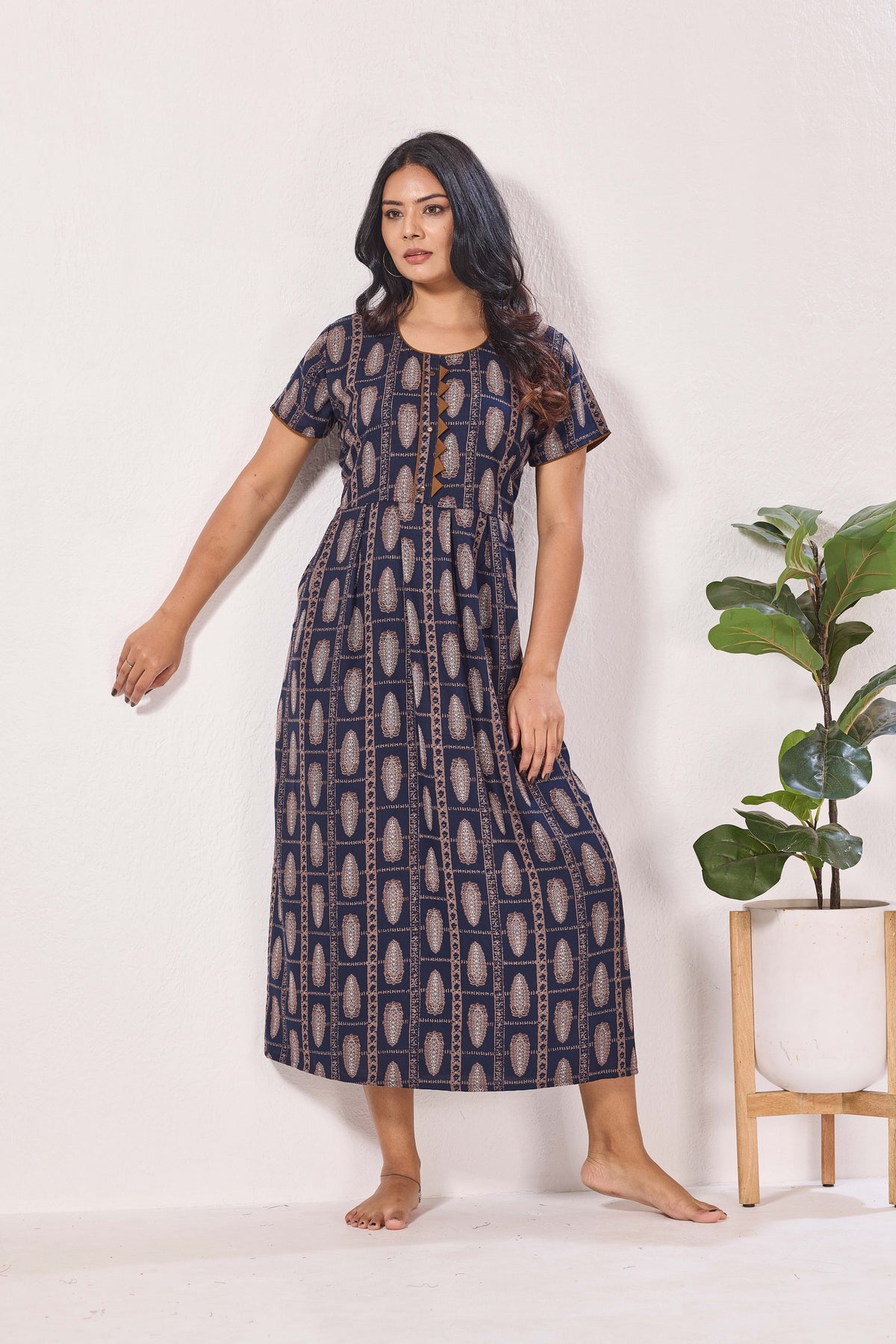 Alpine KURTHI Style Nighties| Fancy Half Sleeve | Zipless Model | Stylish Round Neck | Updated Collection's for Stylish Women AK (H/S)