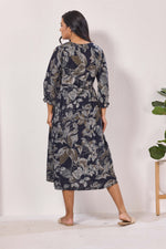Maternity Arrivals Fancy Mom's Feeding Casual Maxi Wear | Long Elastic Frilled Sleeve | Vertical Feeding Zipper | Comports as Feeding Friendly & Casual wear Rayon MAXI Maternity Frock (ERM)