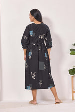 Maternity Arrivals Fancy Mom's Feeding Casual Maxi Wear | Long Elastic Frilled Sleeve | Vertical Feeding Zipper | Comports as Feeding Friendly & Casual wear Rayon MAXI Maternity Frock (ERM)