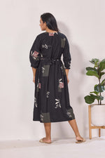 Maternity Arrivals Fancy Mom's Feeding Casual Maxi Wear | Long Elastic Frilled Sleeve | Vertical Feeding Zipper | Comports as Feeding Friendly & Casual wear Rayon MAXI Maternity Frock (ERM)