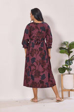 Maternity Arrivals Fancy Mom's Feeding Casual Maxi Wear | Long Elastic Frilled Sleeve | Vertical Feeding Zipper | Comports as Feeding Friendly & Casual wear Rayon MAXI Maternity Frock (ERM)