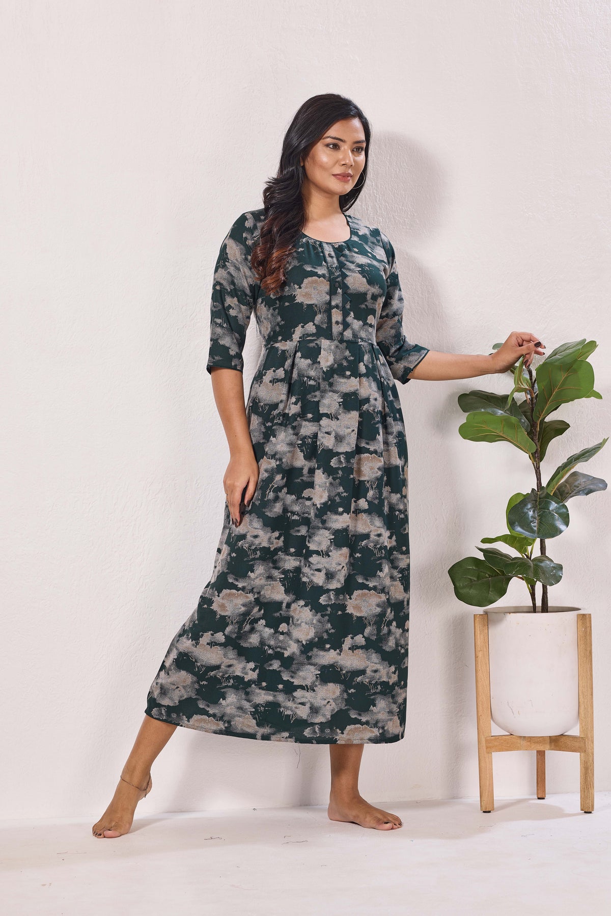 Alpine KURTI Style | Beautiful Stylish KURTI Model | Long 3/4 Sleeve & Side Pocket | Fresh Collection's for Stylish Women's (AK-3/4)