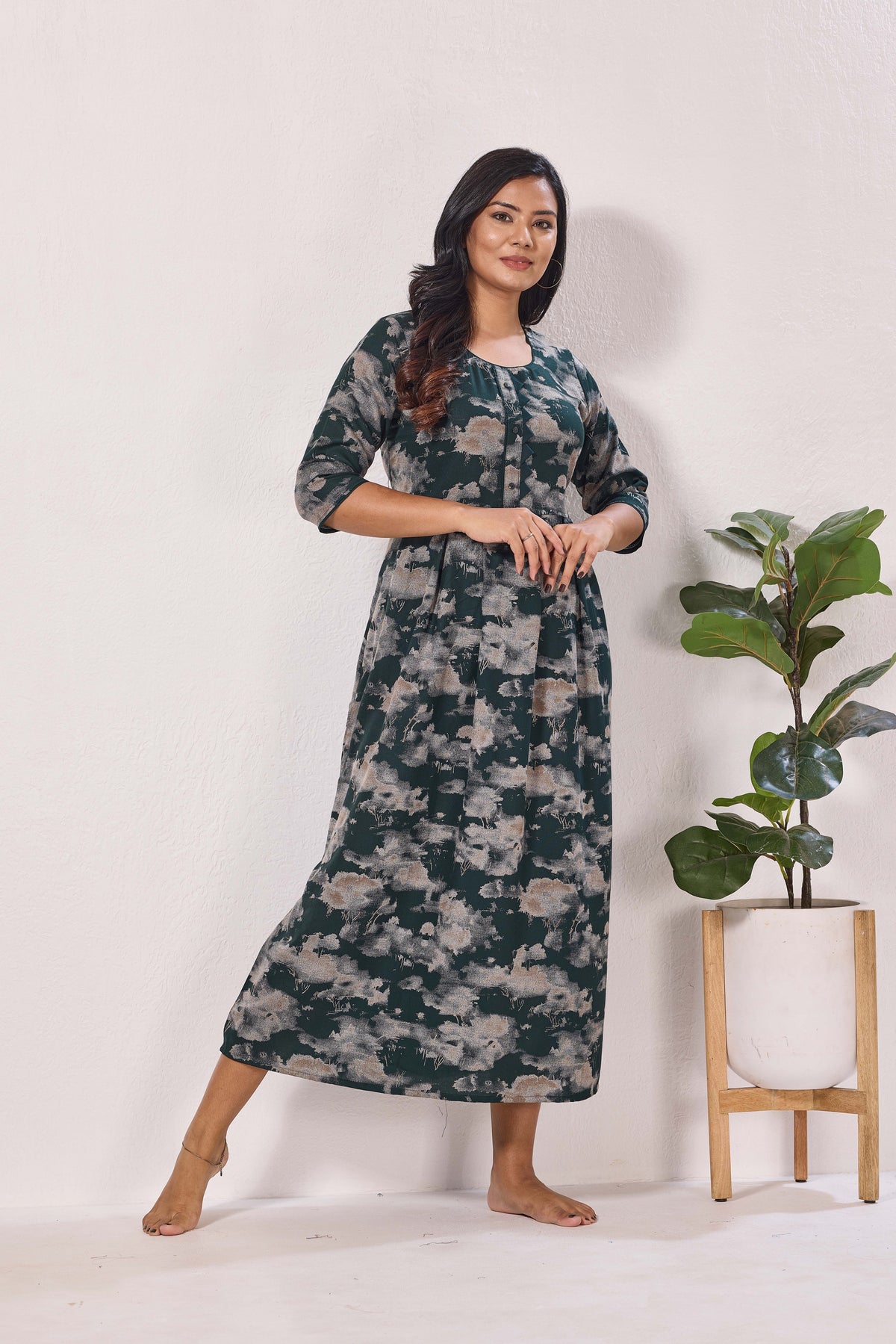 Alpine KURTI Style | Beautiful Stylish KURTI Model | Long 3/4 Sleeve & Side Pocket | Fresh Collection's for Stylish Women's (AK-3/4)