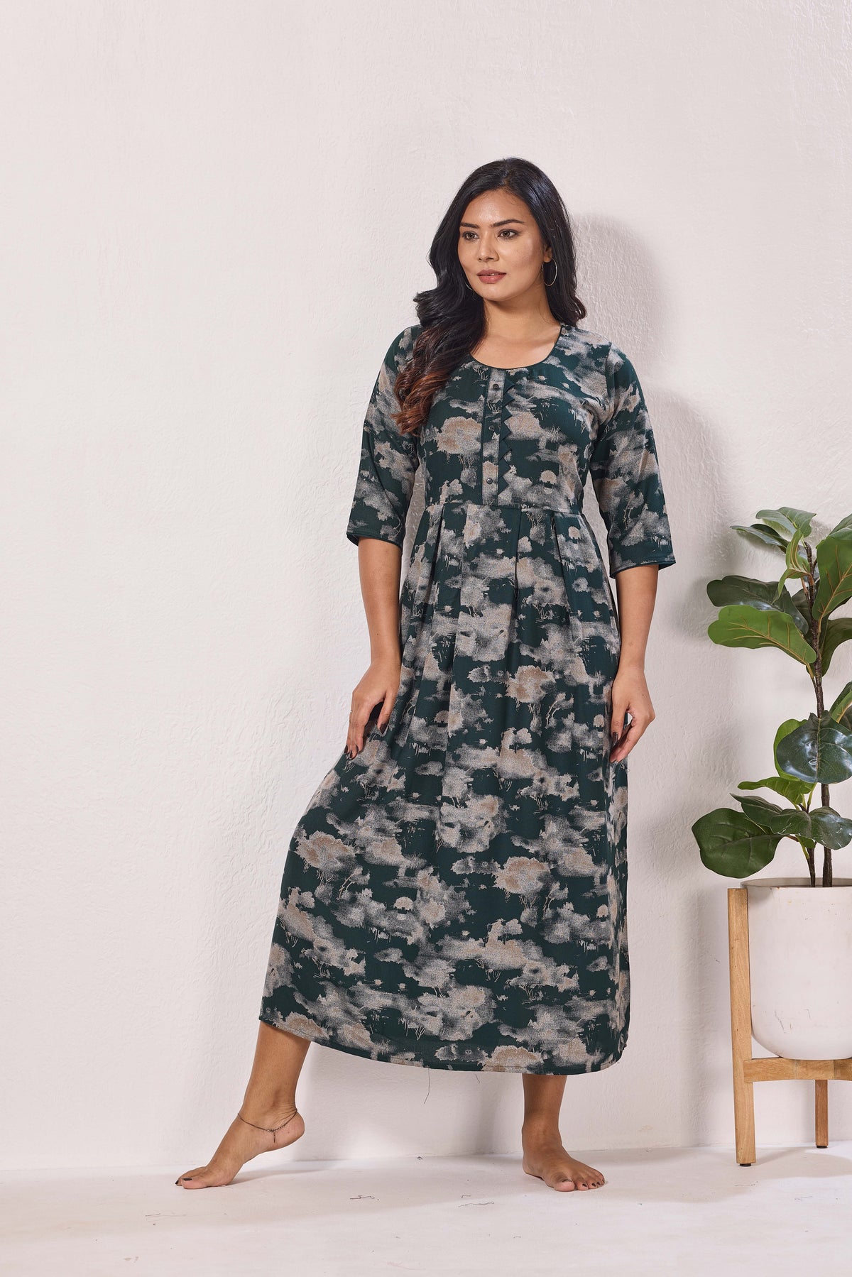 Alpine KURTI Style | Beautiful Stylish KURTI Model | Long 3/4 Sleeve & Side Pocket | Fresh Collection's for Stylish Women's (AK-3/4)