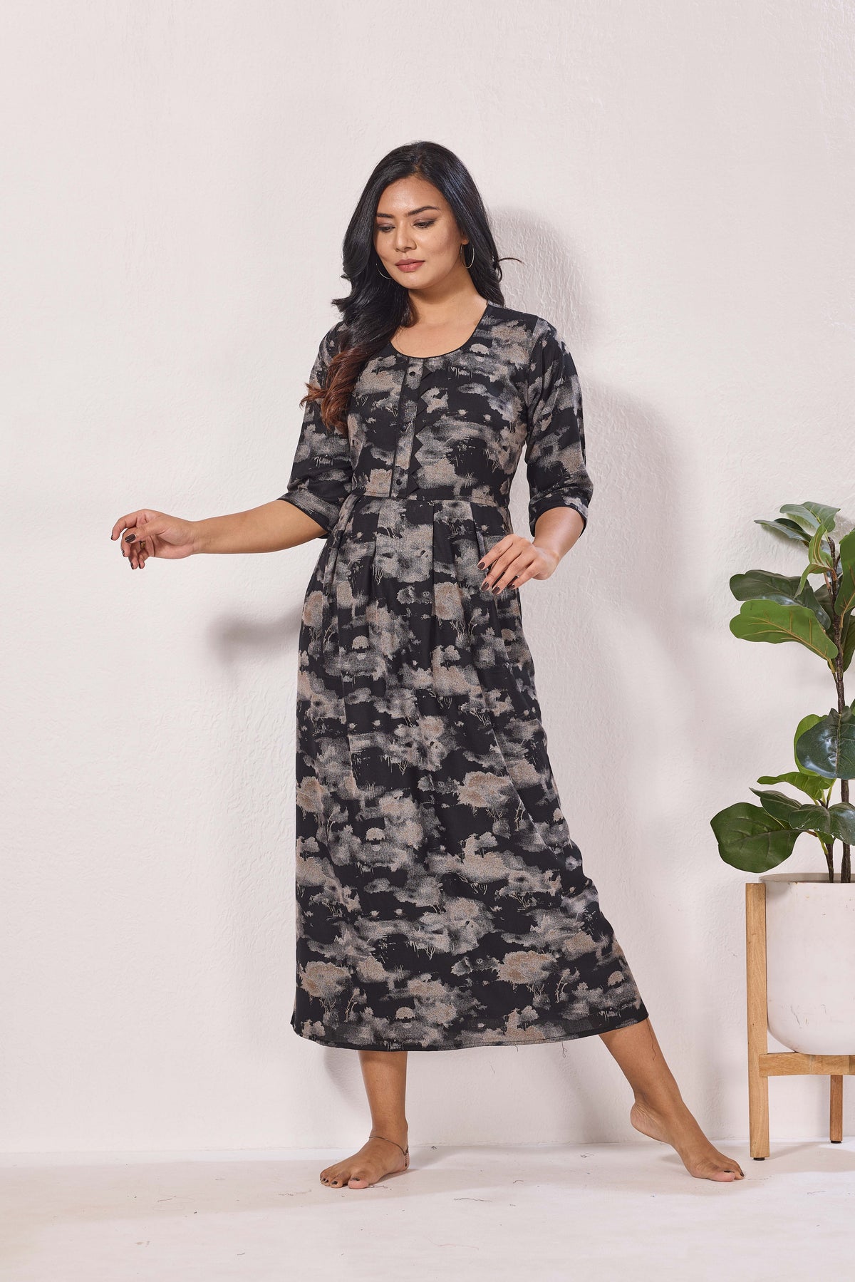 Alpine KURTI Style | Beautiful Stylish KURTI Model | Long 3/4 Sleeve & Side Pocket | Fresh Collection's for Stylish Women's (AK-3/4)