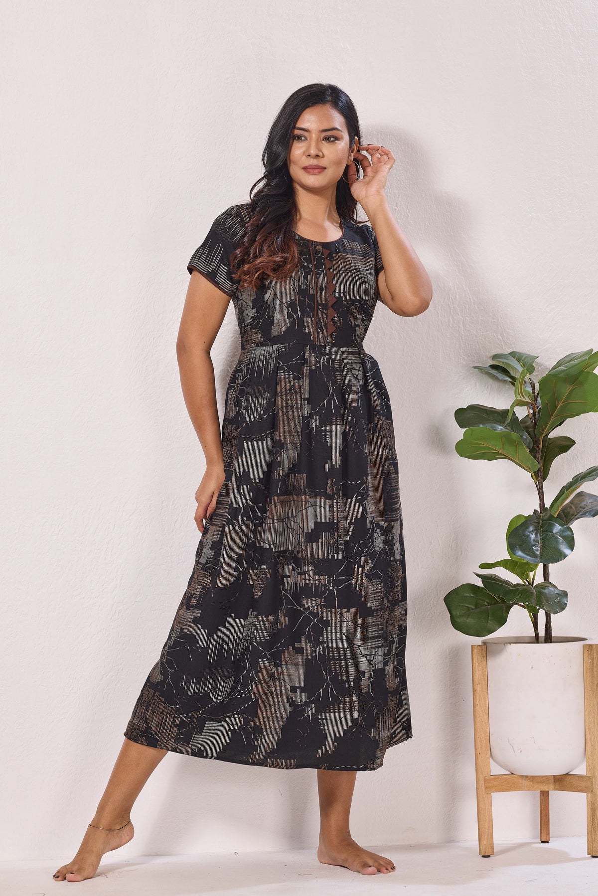 Alpine KURTHI Style Nighties| Fancy Half Sleeve | Zipless Model | Stylish Round Neck | Updated Collection's for Stylish Women AK (H/S)