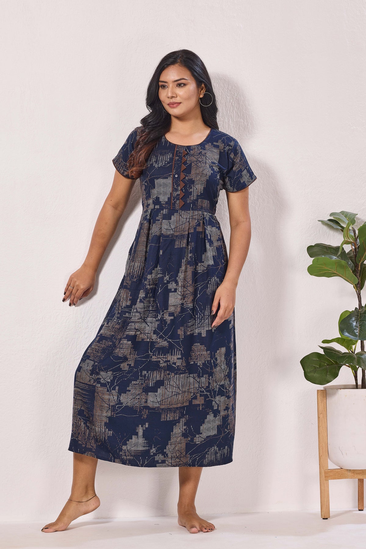 Alpine KURTHI Style Nighties| Fancy Half Sleeve | Zipless Model | Stylish Round Neck | Updated Collection's for Stylish Women AK (H/S)