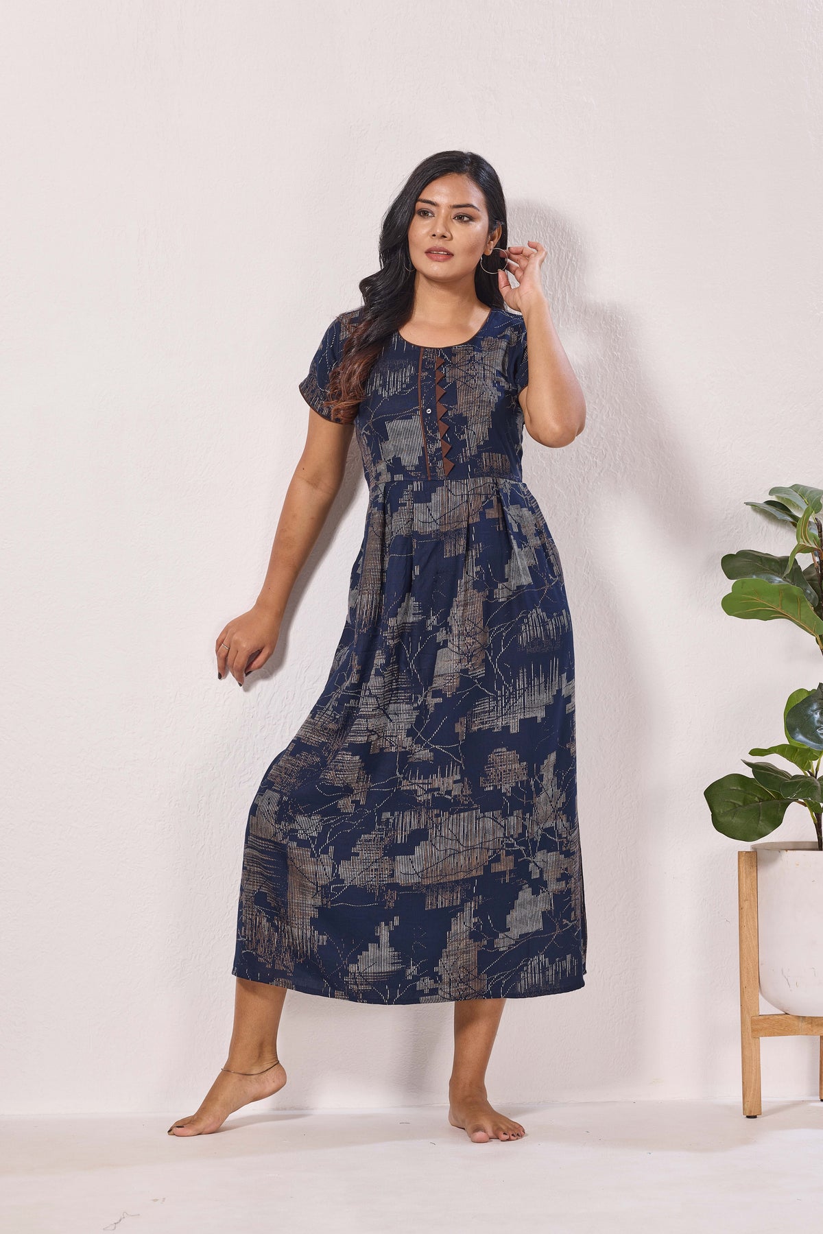 Alpine KURTHI Style Nighties| Fancy Half Sleeve | Zipless Model | Stylish Round Neck | Updated Collection's for Stylish Women AK (H/S)