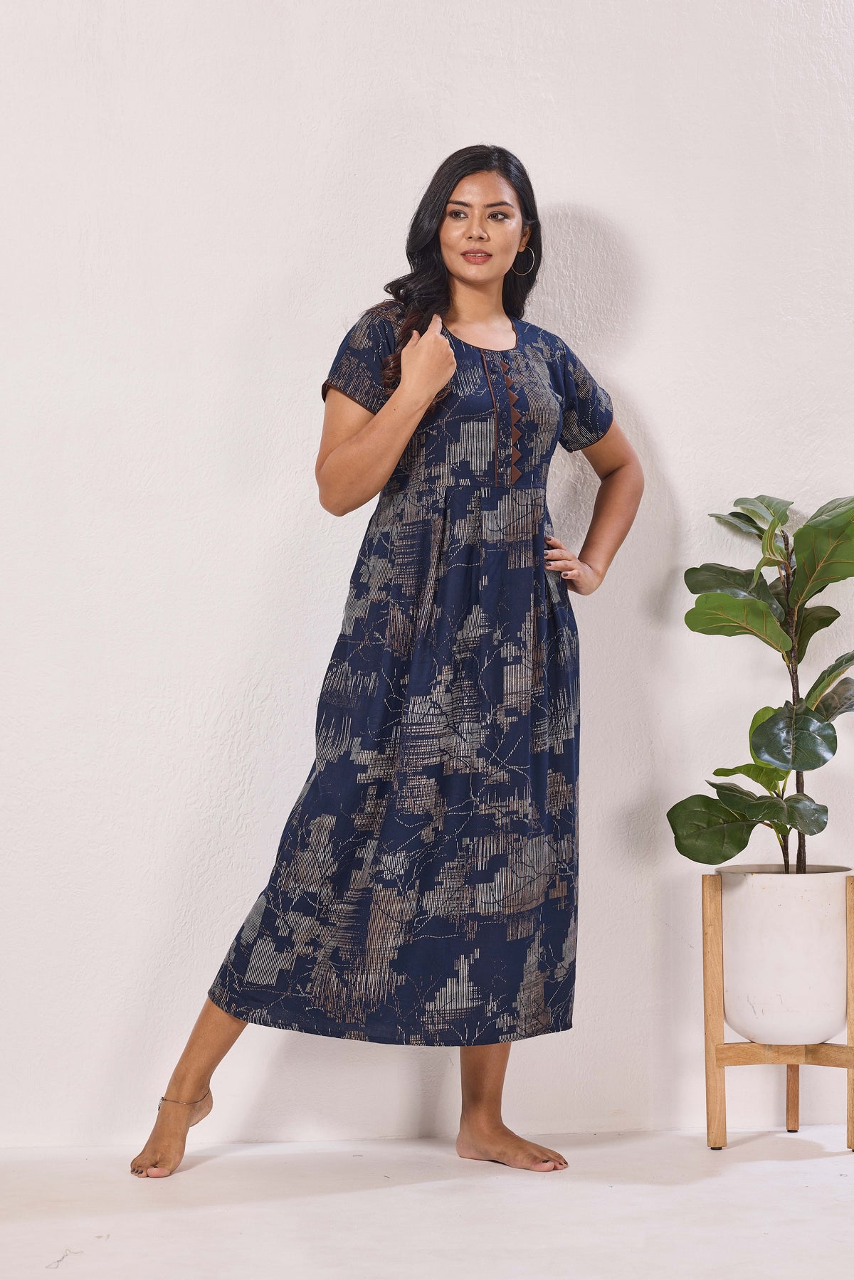 Alpine KURTHI Style Nighties| Fancy Half Sleeve | Zipless Model | Stylish Round Neck | Updated Collection's for Stylish Women AK (H/S)