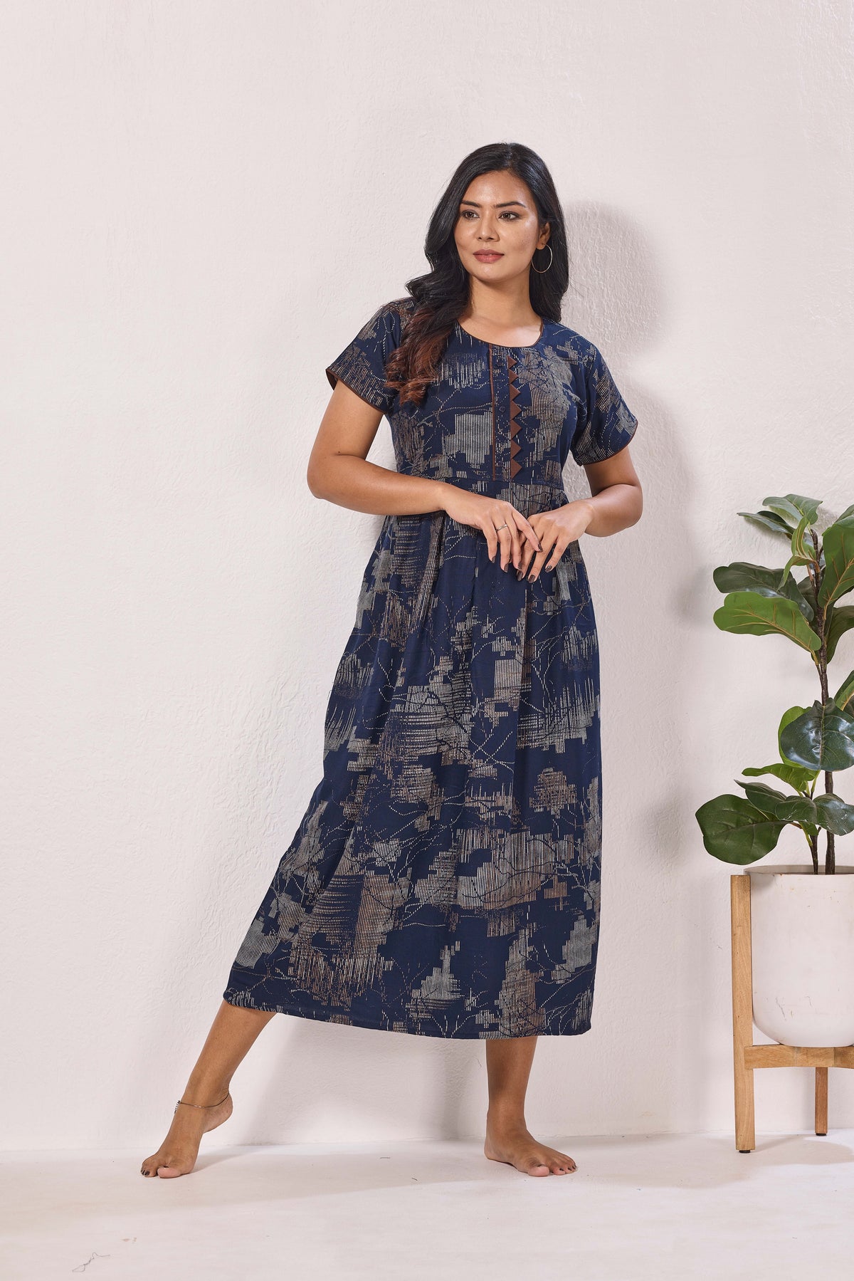 Alpine KURTHI Style Nighties| Fancy Half Sleeve | Zipless Model | Stylish Round Neck | Updated Collection's for Stylish Women AK (H/S)