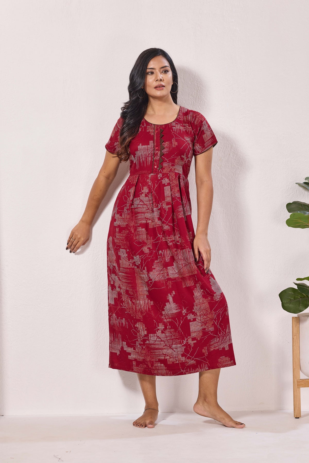 Alpine KURTHI Style Nighties| Fancy Half Sleeve | Zipless Model | Stylish Round Neck | Updated Collection's for Stylish Women AK (H/S)