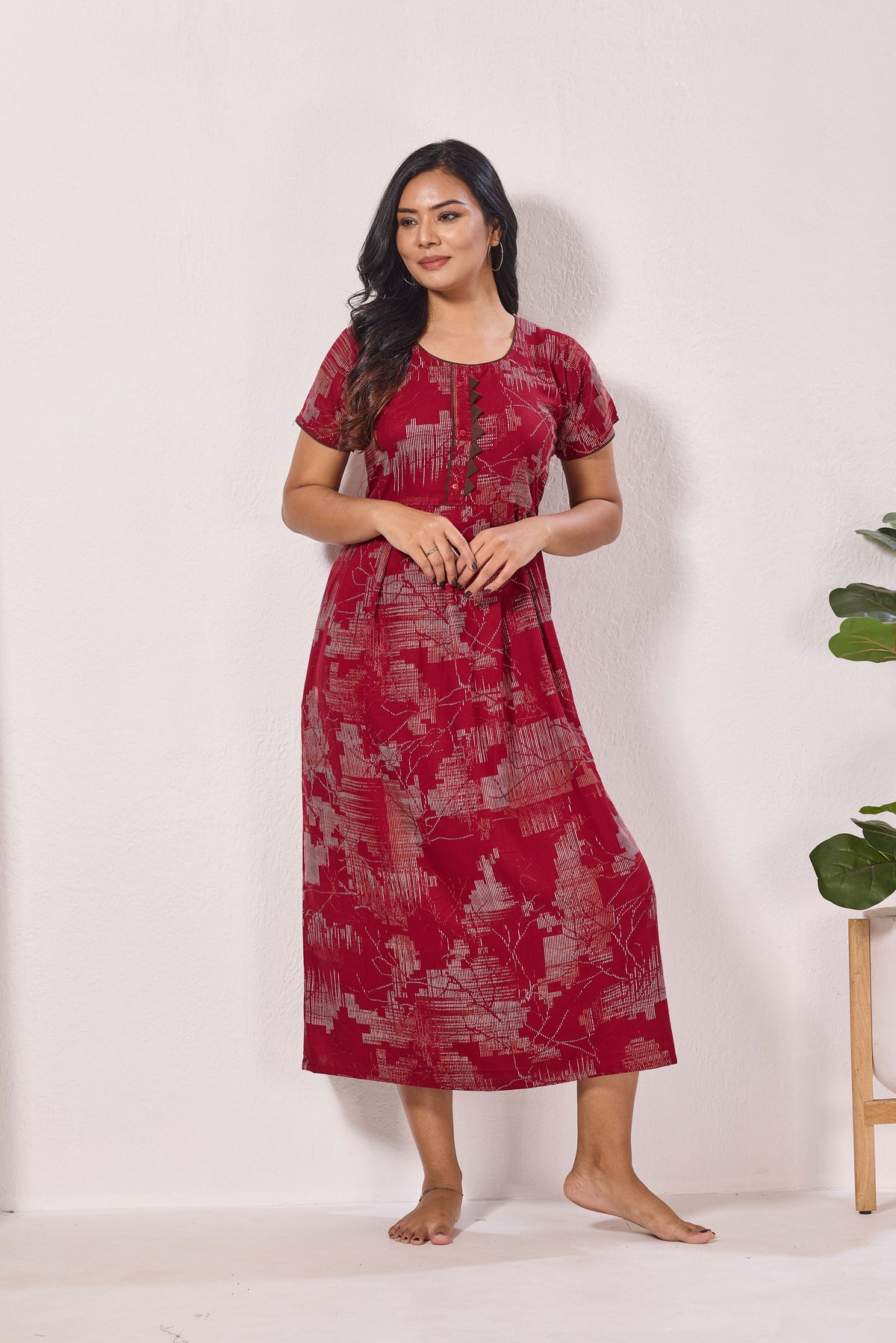 Alpine KURTHI Style Nighties| Fancy Half Sleeve | Zipless Model | Stylish Round Neck | Updated Collection's for Stylish Women AK (H/S)