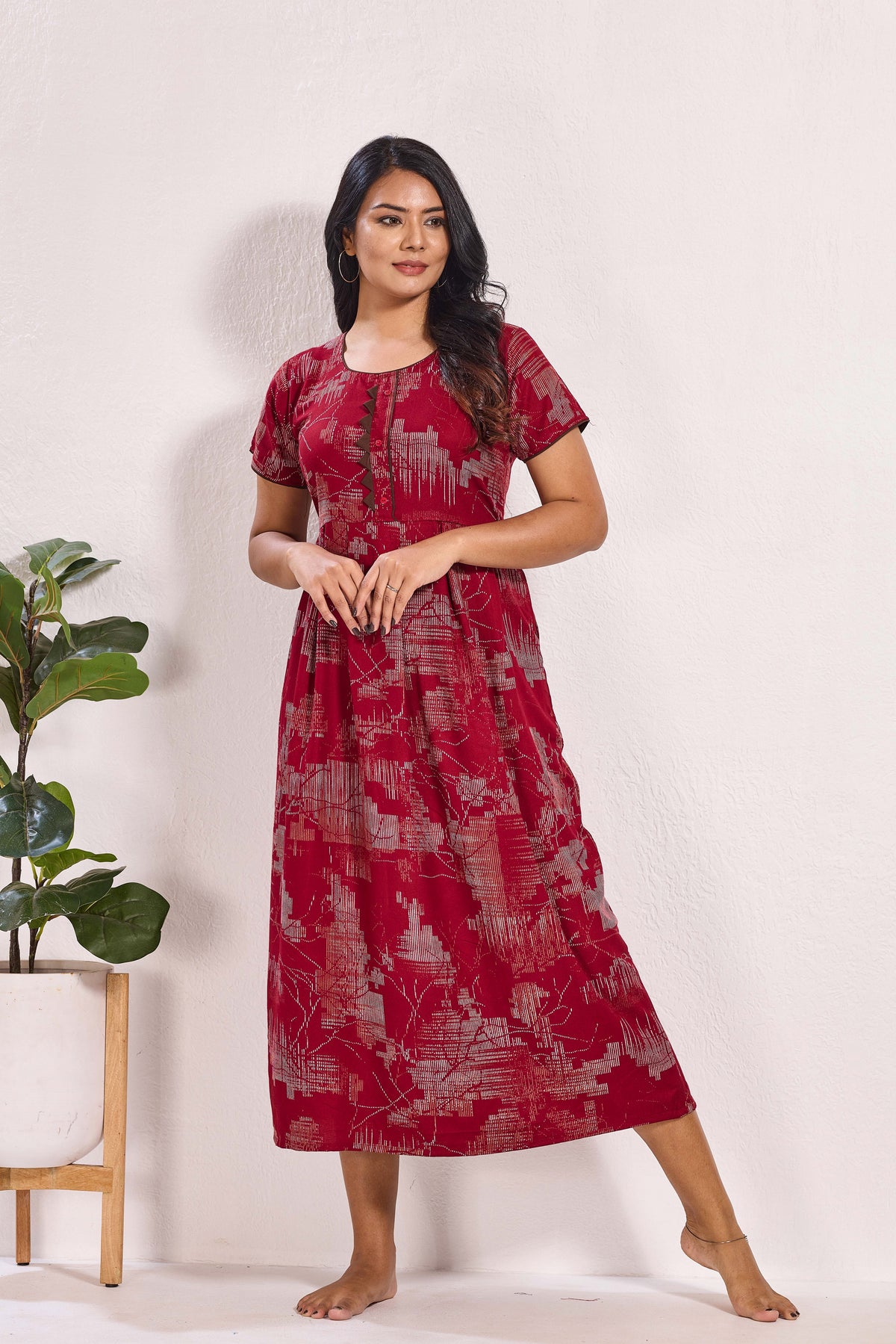 Alpine KURTHI Style Nighties| Fancy Half Sleeve | Zipless Model | Stylish Round Neck | Updated Collection's for Stylish Women AK (H/S)
