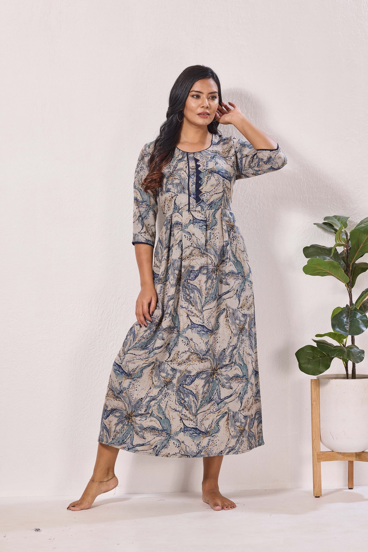 Alpine KURTI Style | Beautiful Stylish KURTI Model | Long 3/4 Sleeve & Side Pocket | Fresh Collection's for Stylish Women's (AK-3/4)