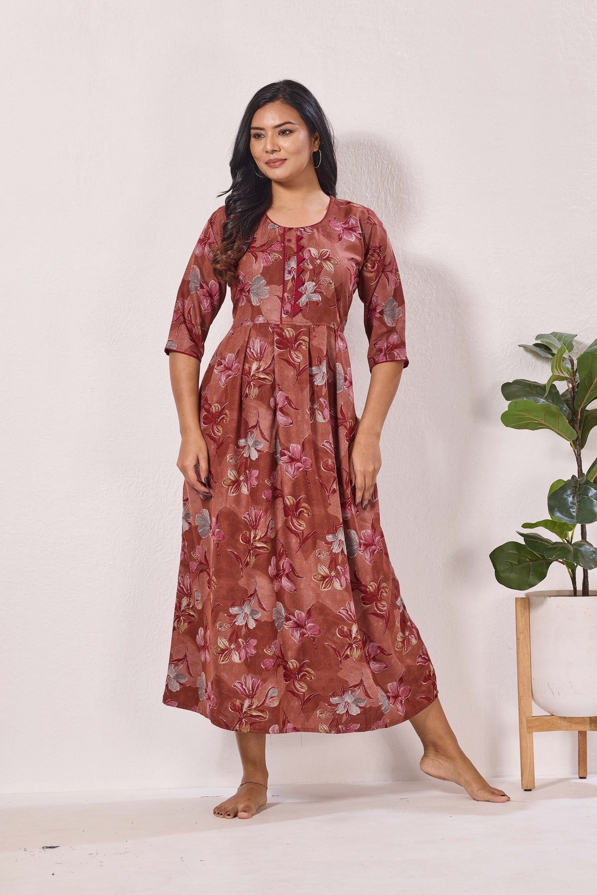 Alpine KURTI Style | Beautiful Stylish KURTI Model | Long 3/4 Sleeve & Side Pocket | Fresh Collection's for Stylish Women's (AK-3/4)