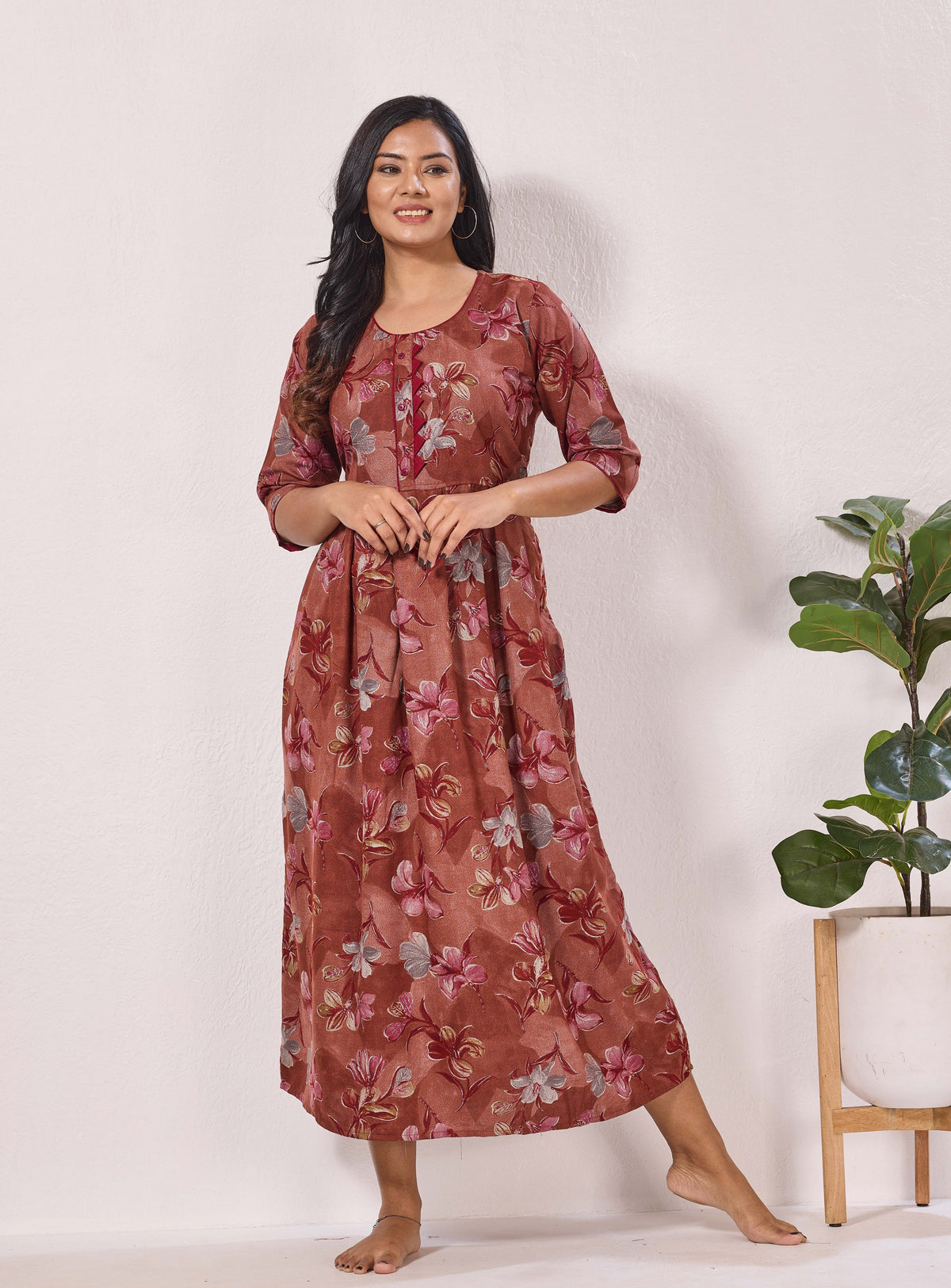 Alpine KURTI Style | Beautiful Stylish KURTI Model | Long 3/4 Sleeve & Side Pocket | Fresh Collection's for Stylish Women's (AK-3/4)