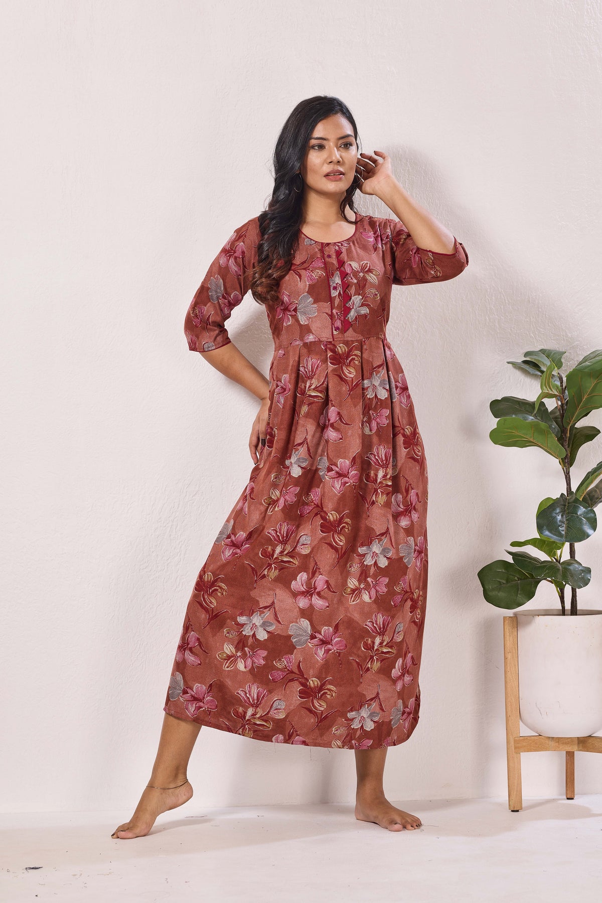 Alpine KURTI Style | Beautiful Stylish KURTI Model | Long 3/4 Sleeve & Side Pocket | Fresh Collection's for Stylish Women's (AK-3/4)