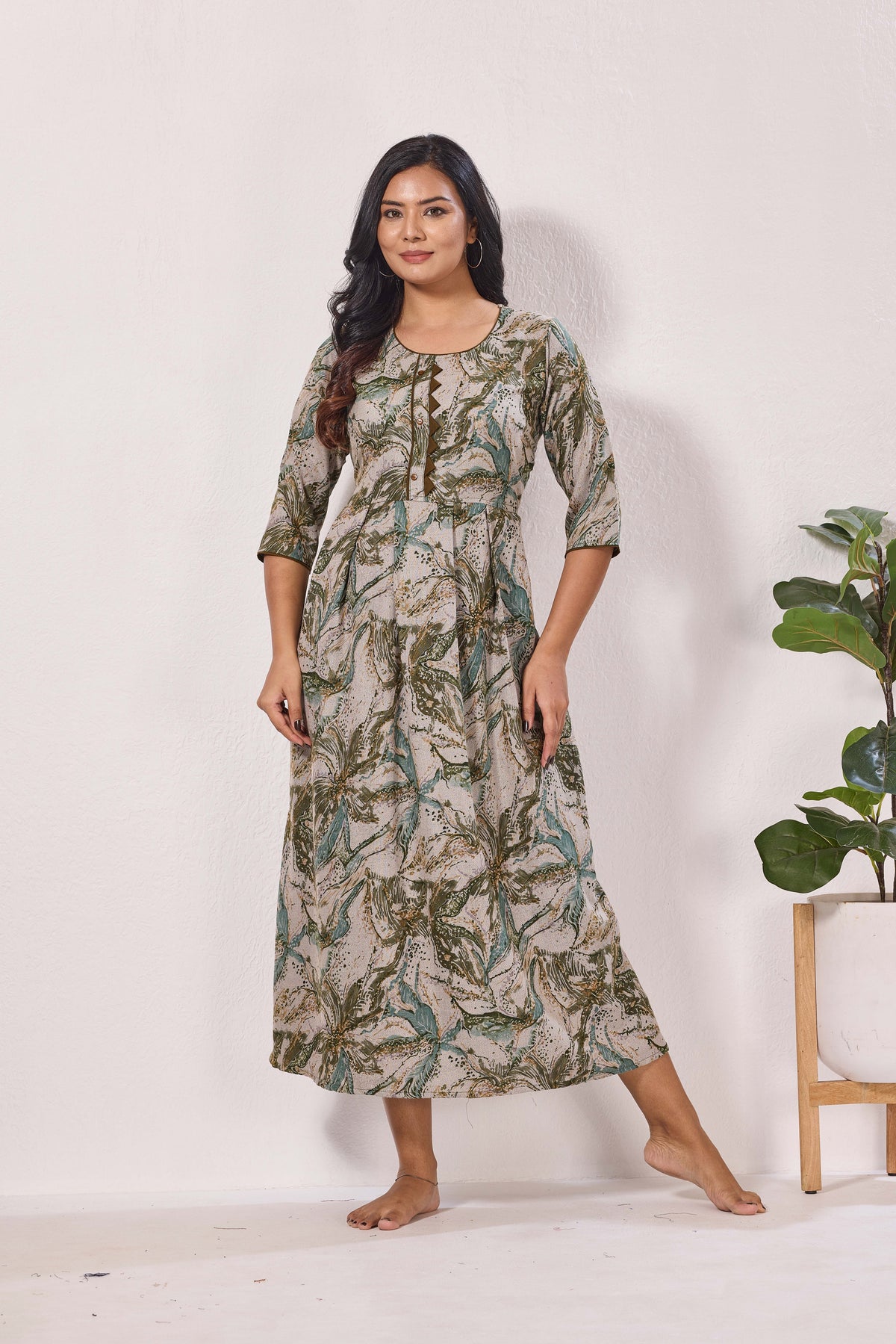 Alpine KURTI Style | Beautiful Stylish KURTI Model | Long 3/4 Sleeve & Side Pocket | Fresh Collection's for Stylish Women's (AK-3/4)