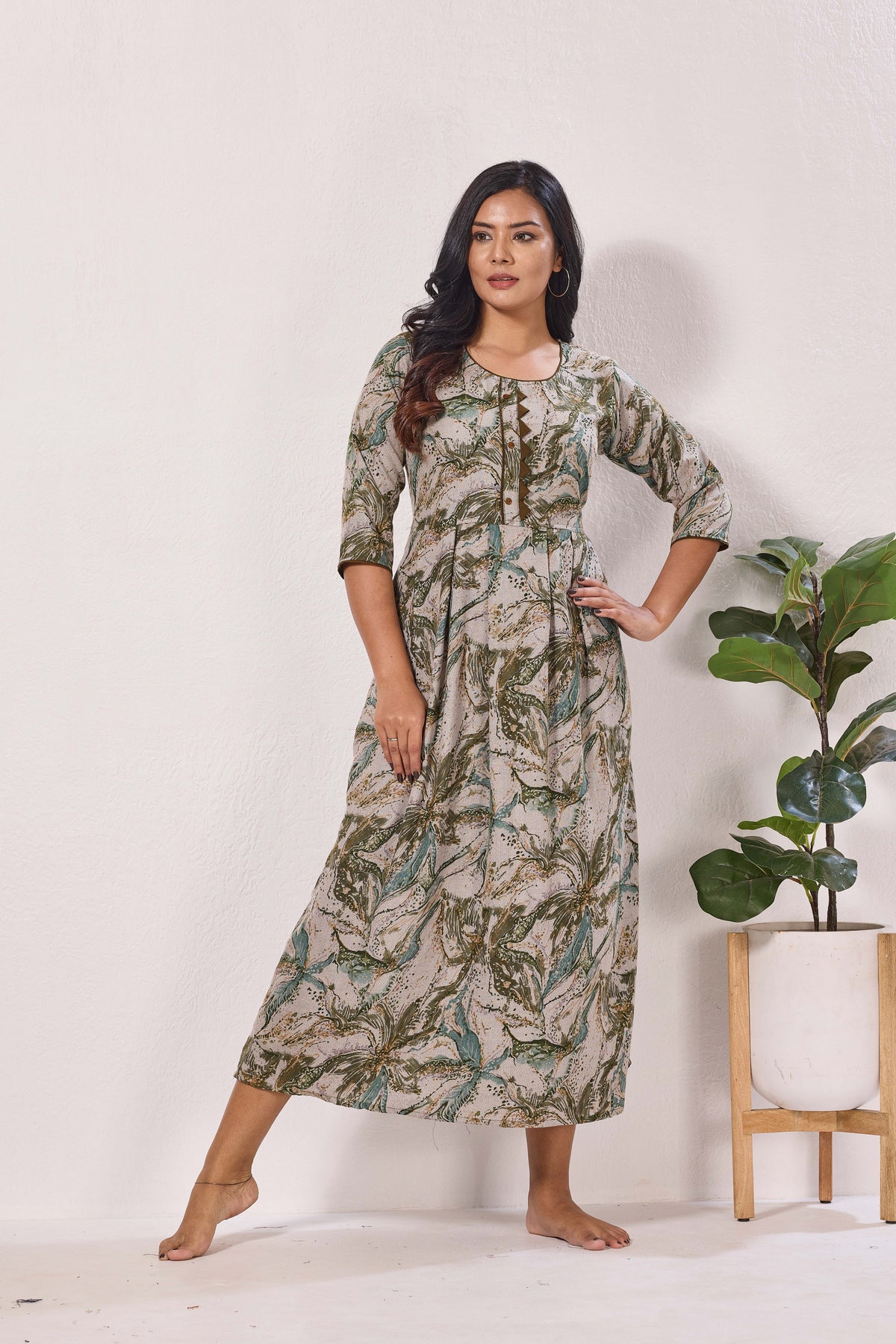 Alpine KURTI Style | Beautiful Stylish KURTI Model | Long 3/4 Sleeve & Side Pocket | Fresh Collection's for Stylish Women's (AK-3/4)
