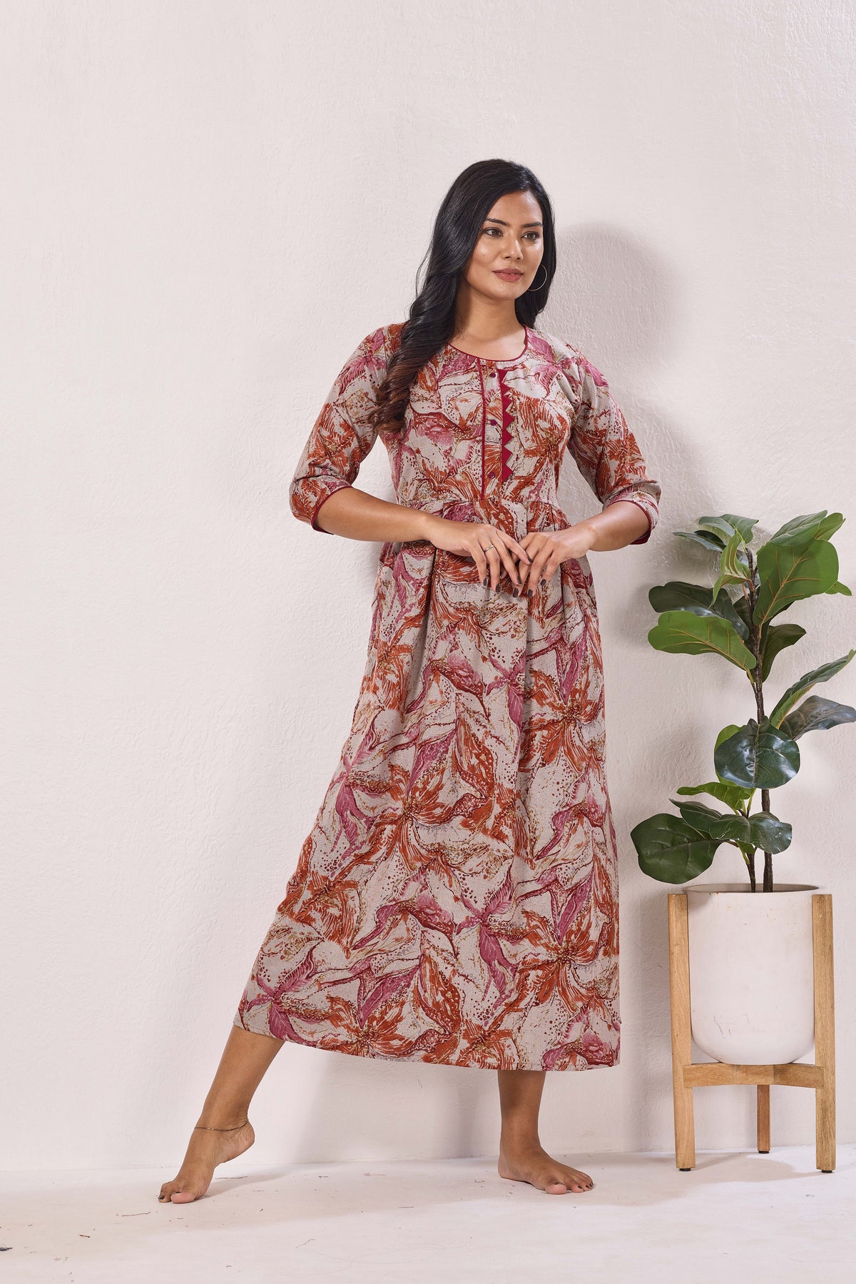 Alpine KURTI Style | Beautiful Stylish KURTI Model | Long 3/4 Sleeve & Side Pocket | Fresh Collection's for Stylish Women's (AK-3/4)