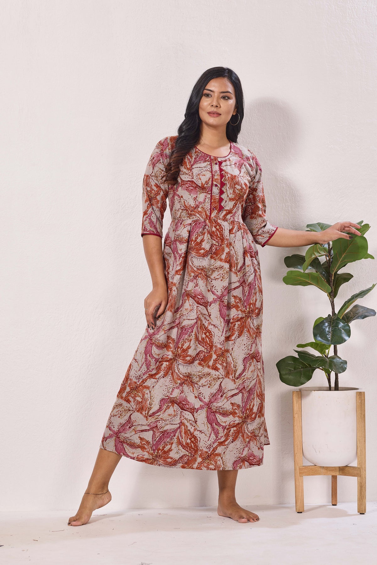 Alpine KURTI Style | Beautiful Stylish KURTI Model | Long 3/4 Sleeve & Side Pocket | Fresh Collection's for Stylish Women's (AK-3/4)