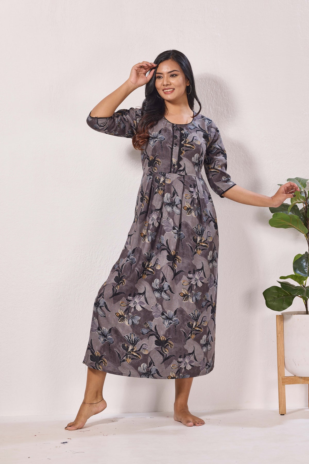 Alpine KURTI Style | Beautiful Stylish KURTI Model | Long 3/4 Sleeve & Side Pocket | Fresh Collection's for Stylish Women's (AK-3/4)