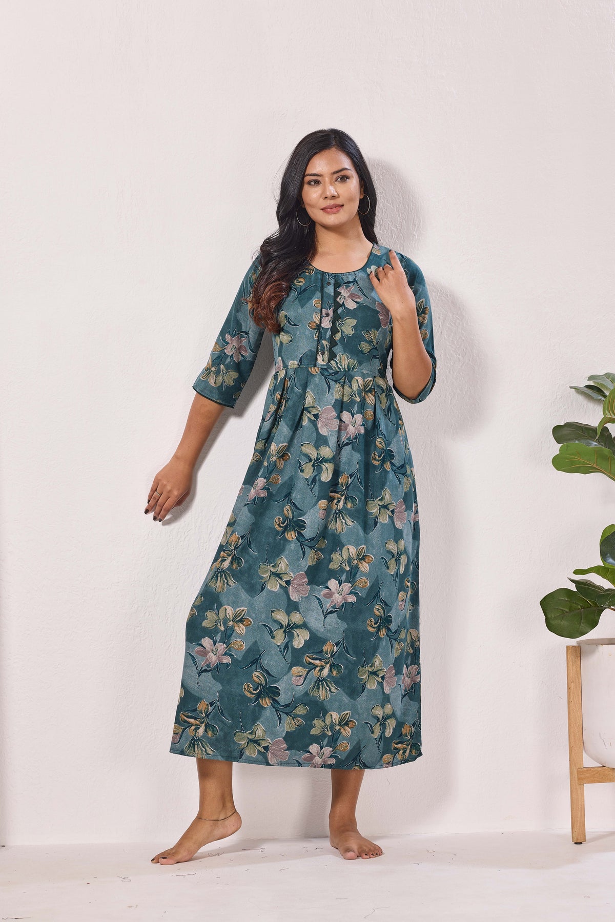 Alpine KURTI Style | Beautiful Stylish KURTI Model | Long 3/4 Sleeve & Side Pocket | Fresh Collection's for Stylish Women's (AK-3/4)