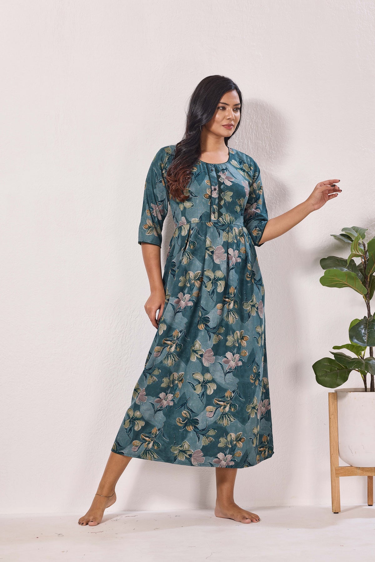 Alpine KURTI Style | Beautiful Stylish KURTI Model | Long 3/4 Sleeve & Side Pocket | Fresh Collection's for Stylish Women's (AK-3/4)