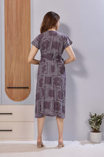 Navy Blue Ethnic Print Rayon Maternity Maxi Dress for Women | Feeding Zip Nursing Wear with Side Pocket | Adjustable Back Tie Pregnancy & Casual Wear (FIO-M