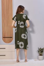 Black Printed Rayon Maternity Maxi Dress with Feeding Zipper | Adjustable Tie-Up | Soft Breathable Pregnancy & Nursing Wear (FIO-M)